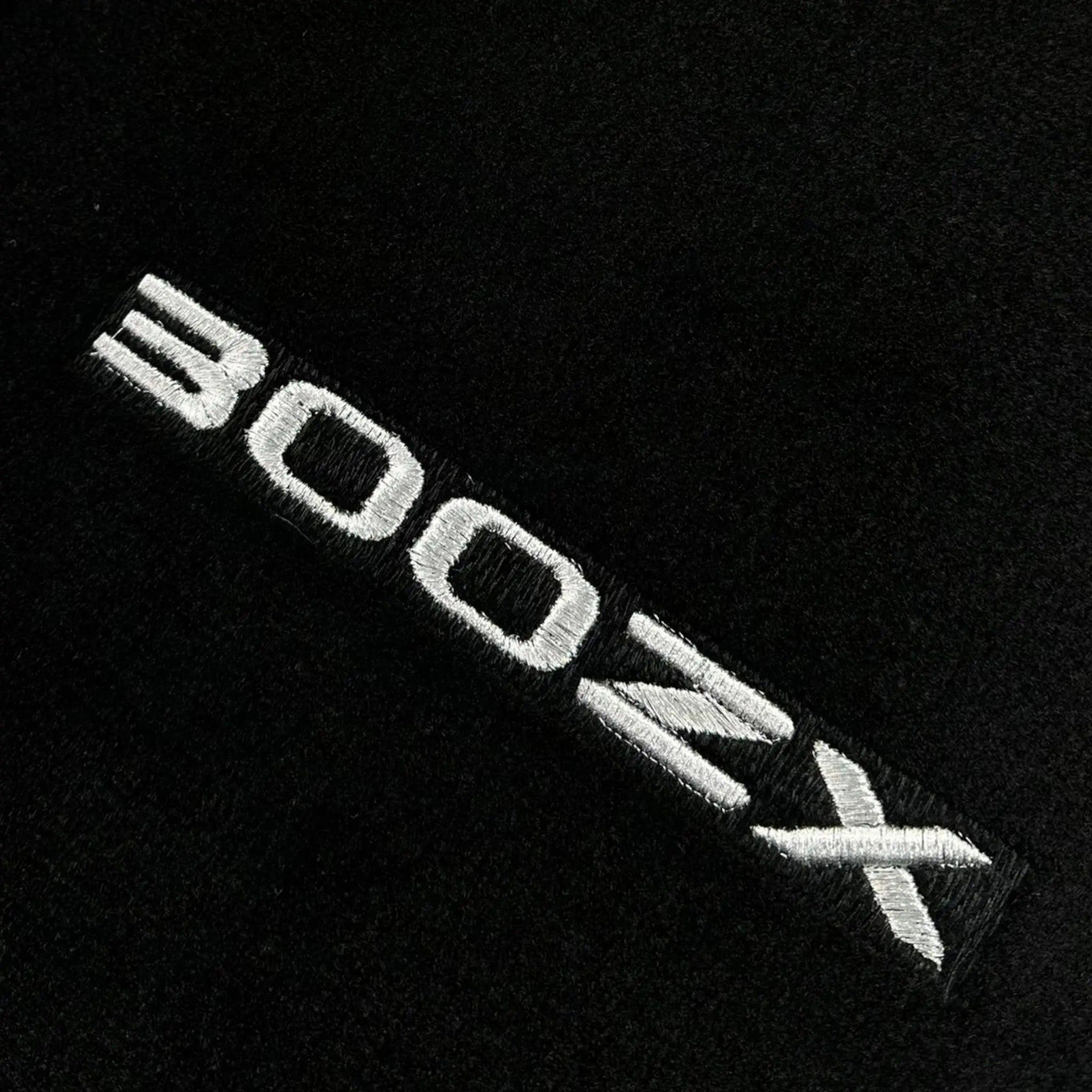 Black Floor Mats For Nissan 300ZX (1990-2000) with White Trim - AutoWin