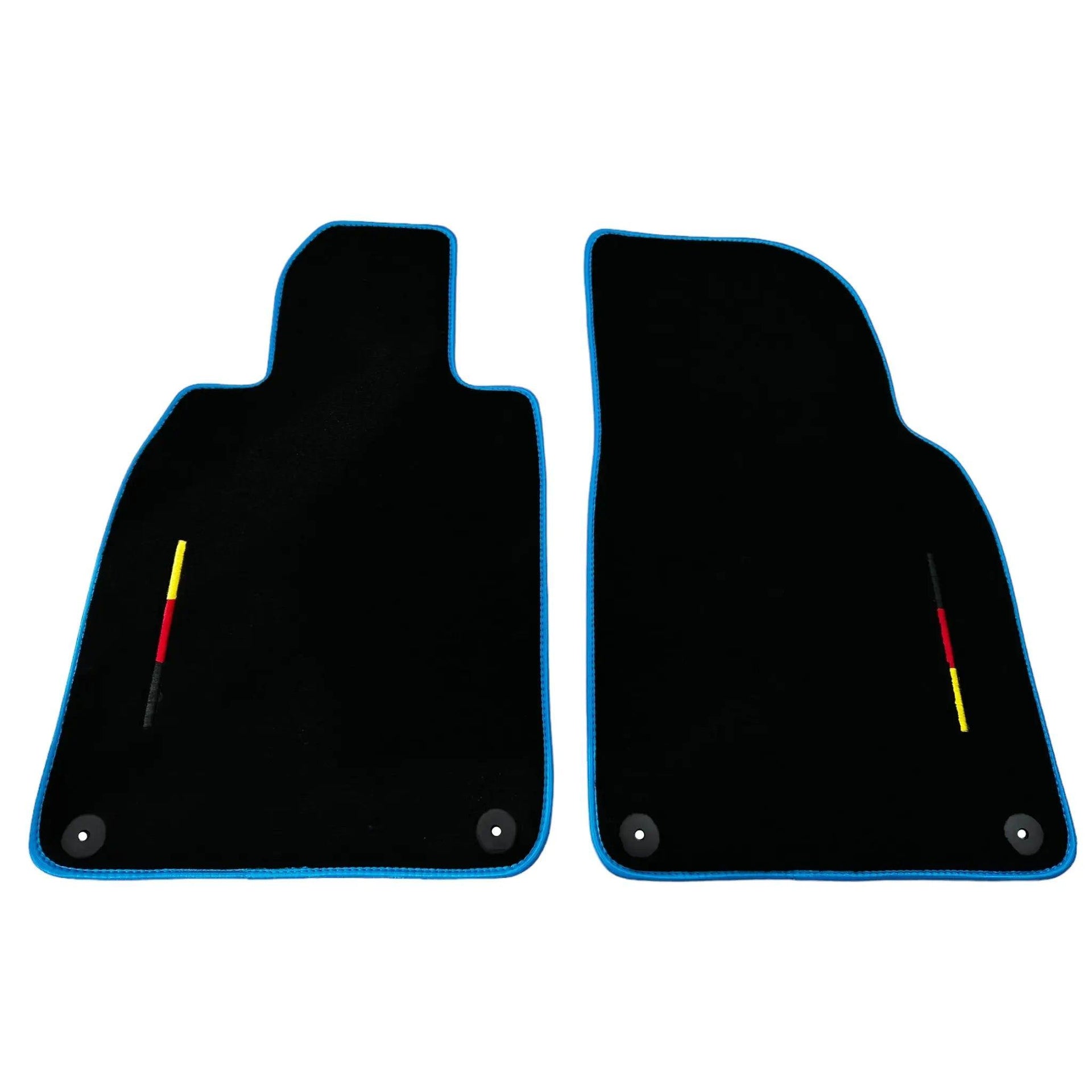 Black Floor Mats for Porsche 911 - 992 (2019-2024) with Blue Trim - AutoWin