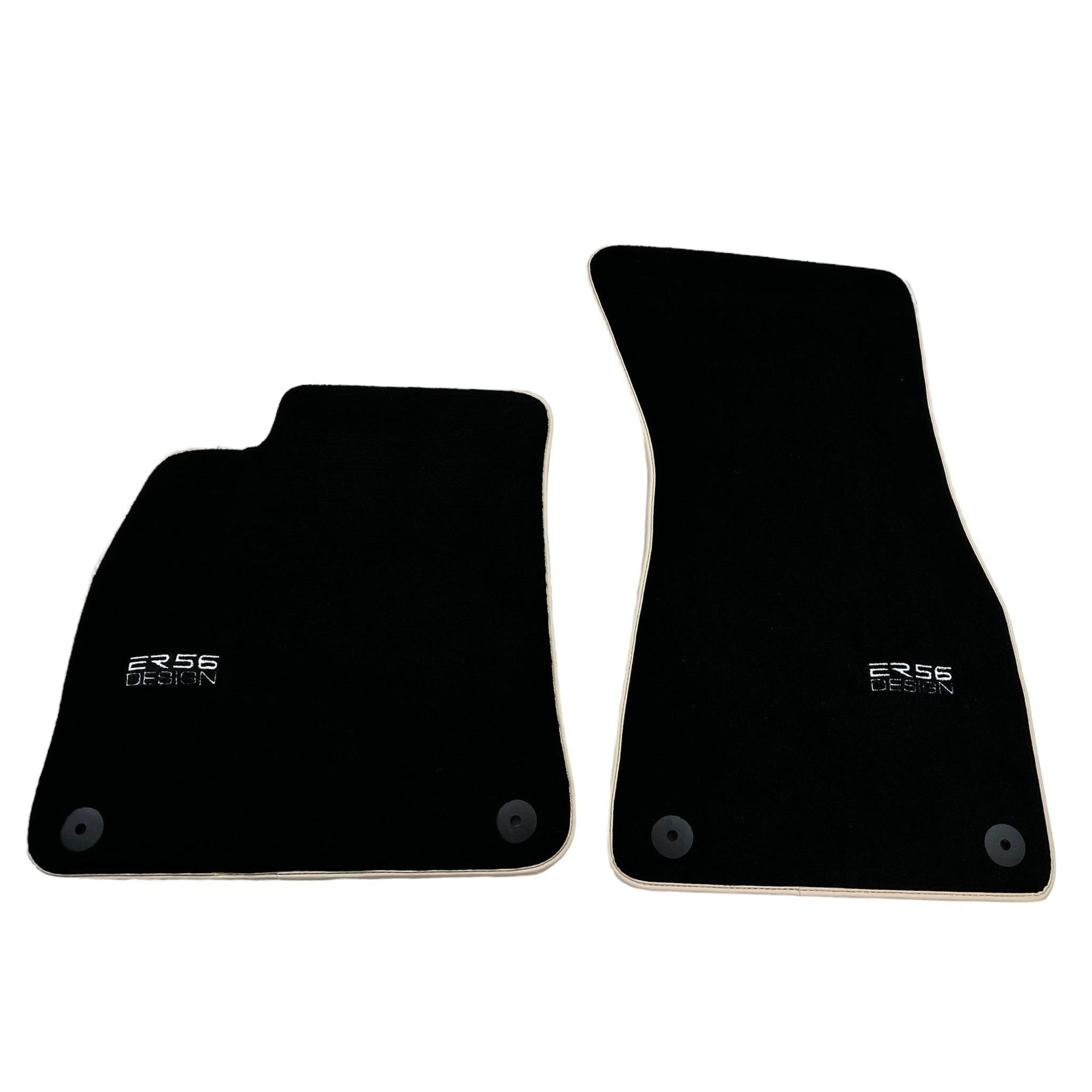 Black Floor Mats With Beige Trim For Audi A6 C8 Sedan (2018-2023) ER56 Design - AutoWin