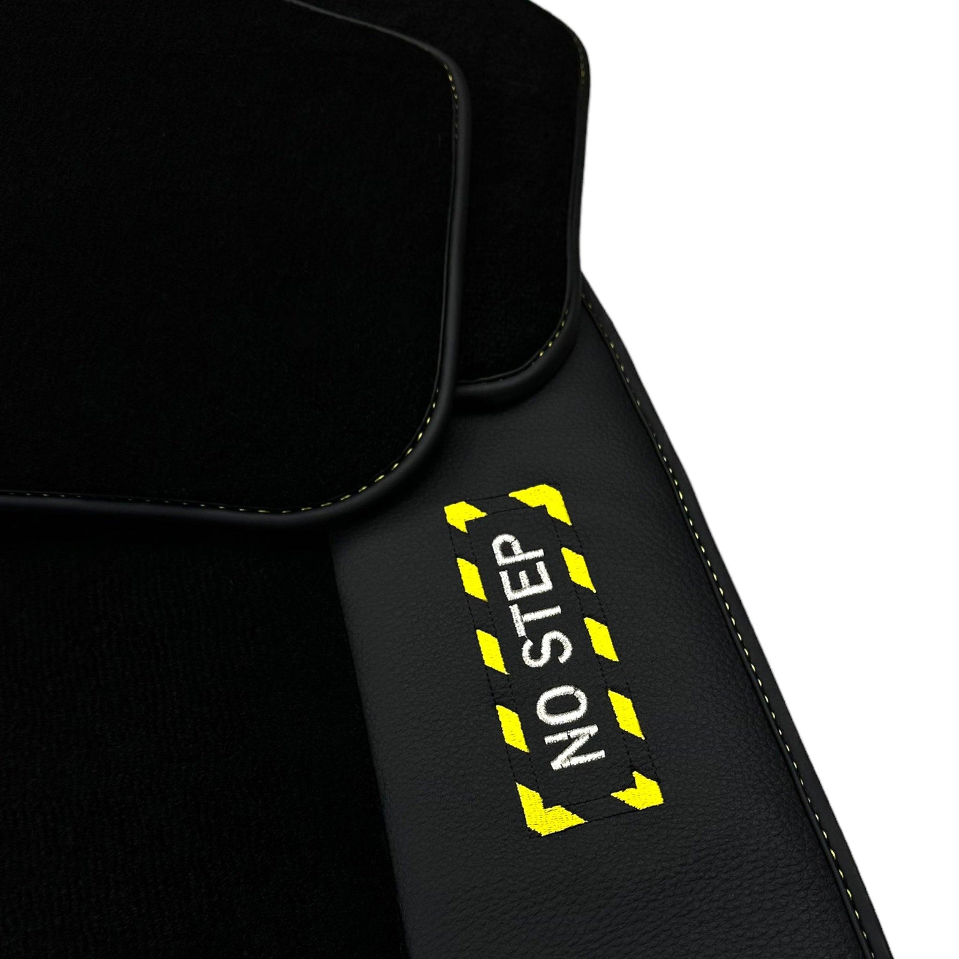 Black Floor Mats with Leather for BMW 5 Series G30 - "Jet Fuel Only" - AutoWin