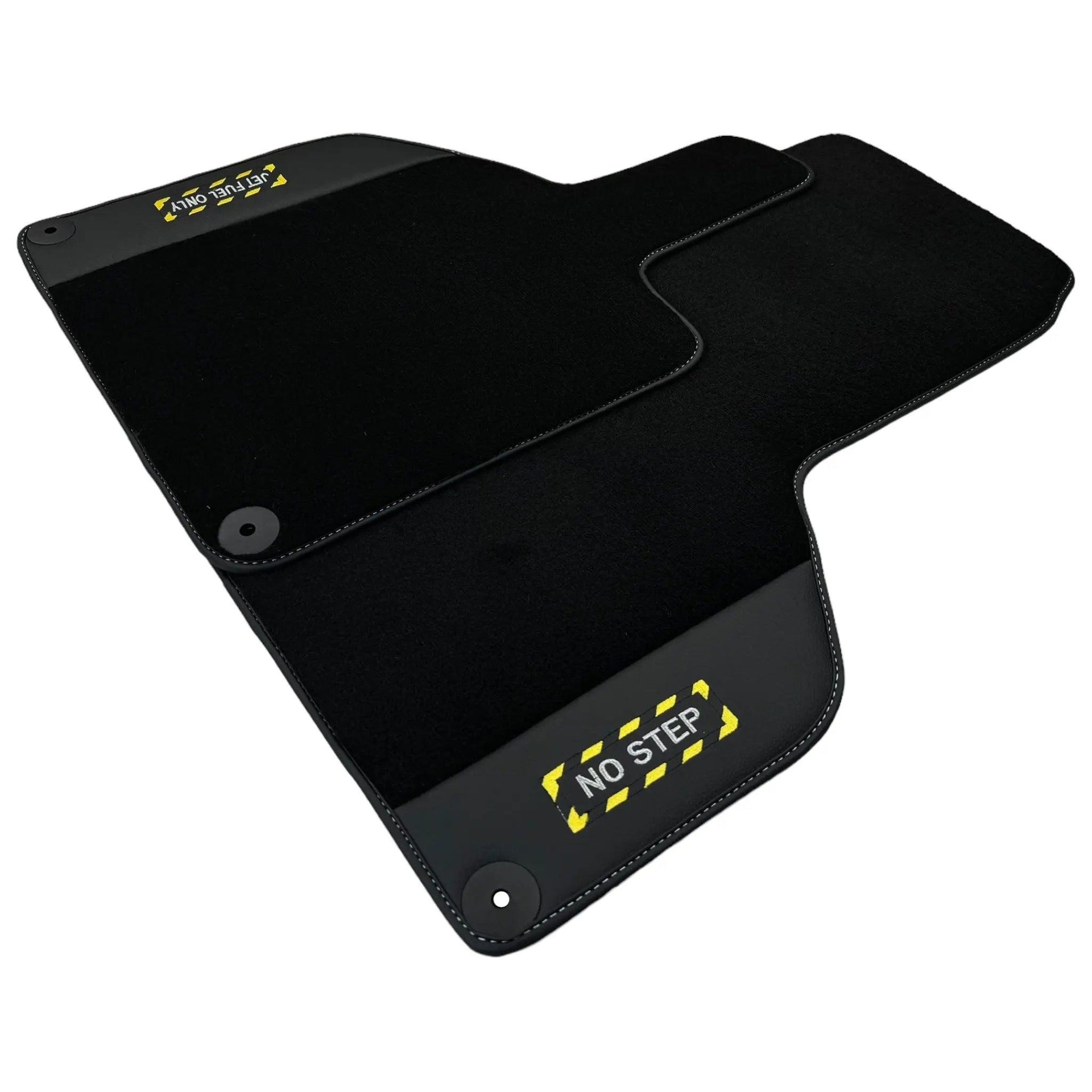 Black Floor Mats with Leather for Lamborghini Huracan (2014-2023) - Fighter Jet Edition - AutoWin