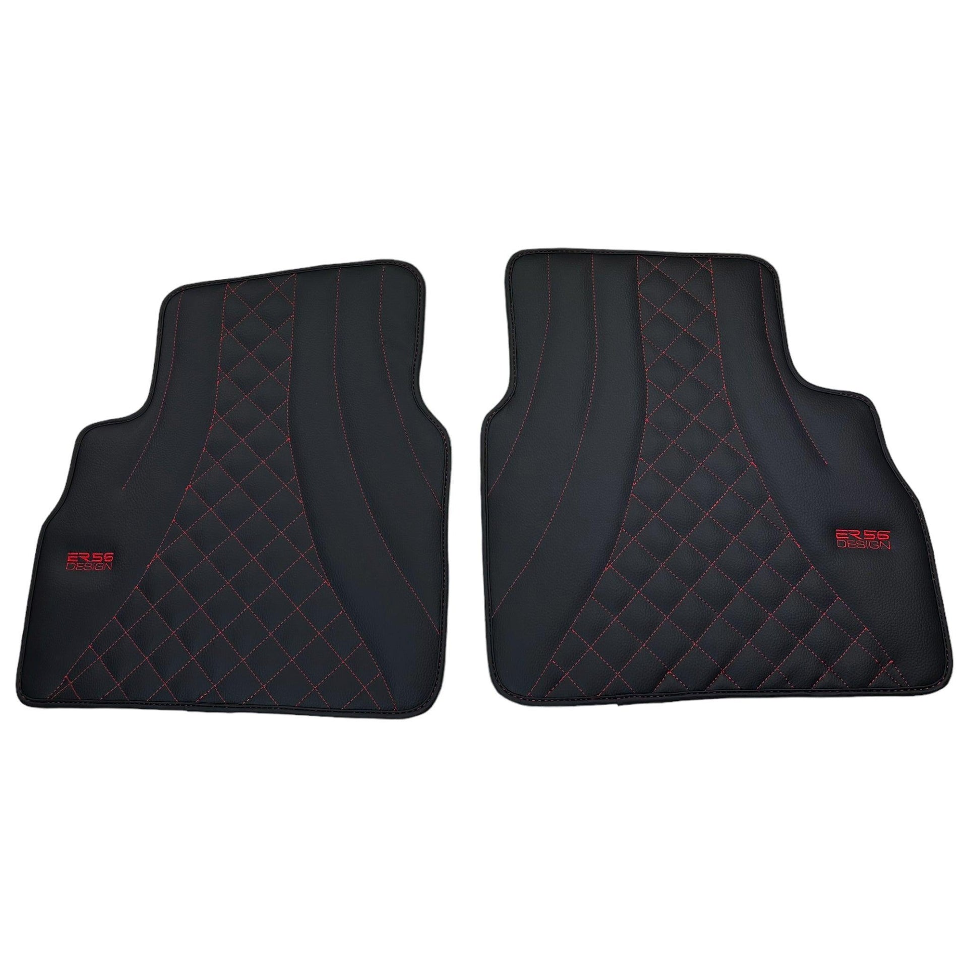 Black Leather Floor Mats for Mercedes-Benz G Class W463 2019-2022 ER56 Design - AutoWin