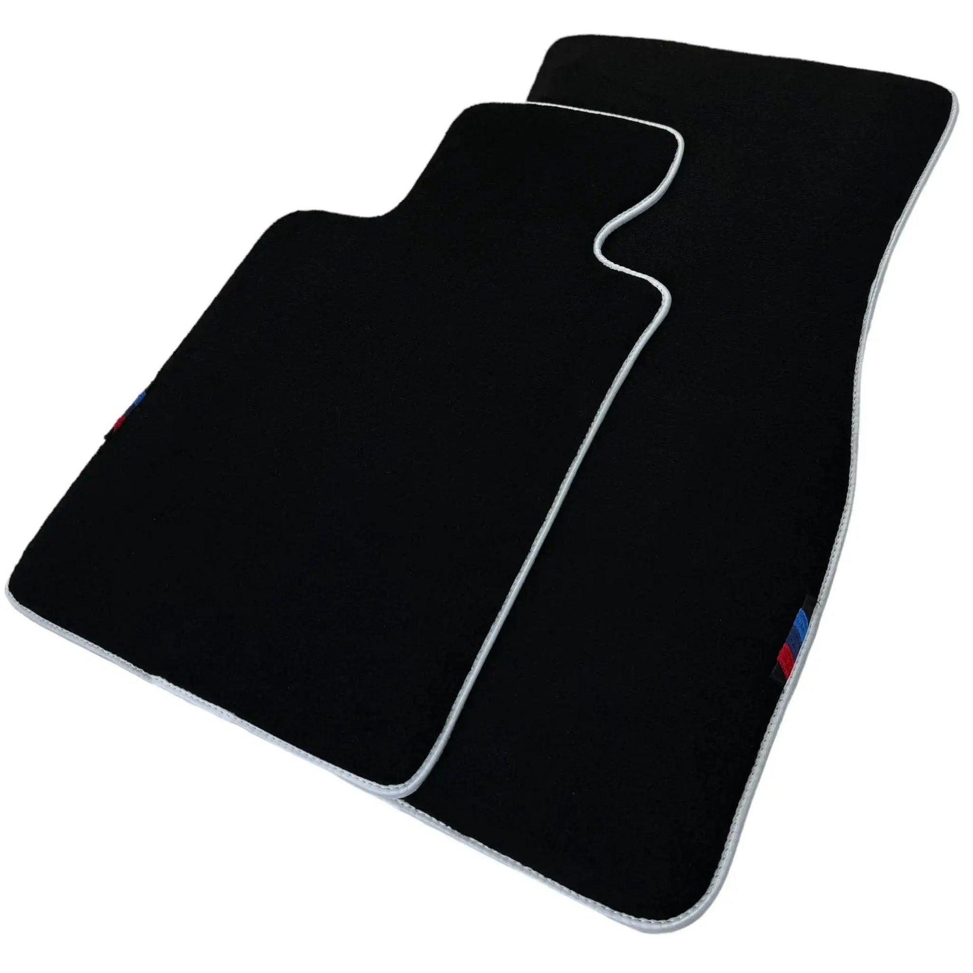 Black Mats For BMW 7 Series E38 Long | White Trim - AutoWin