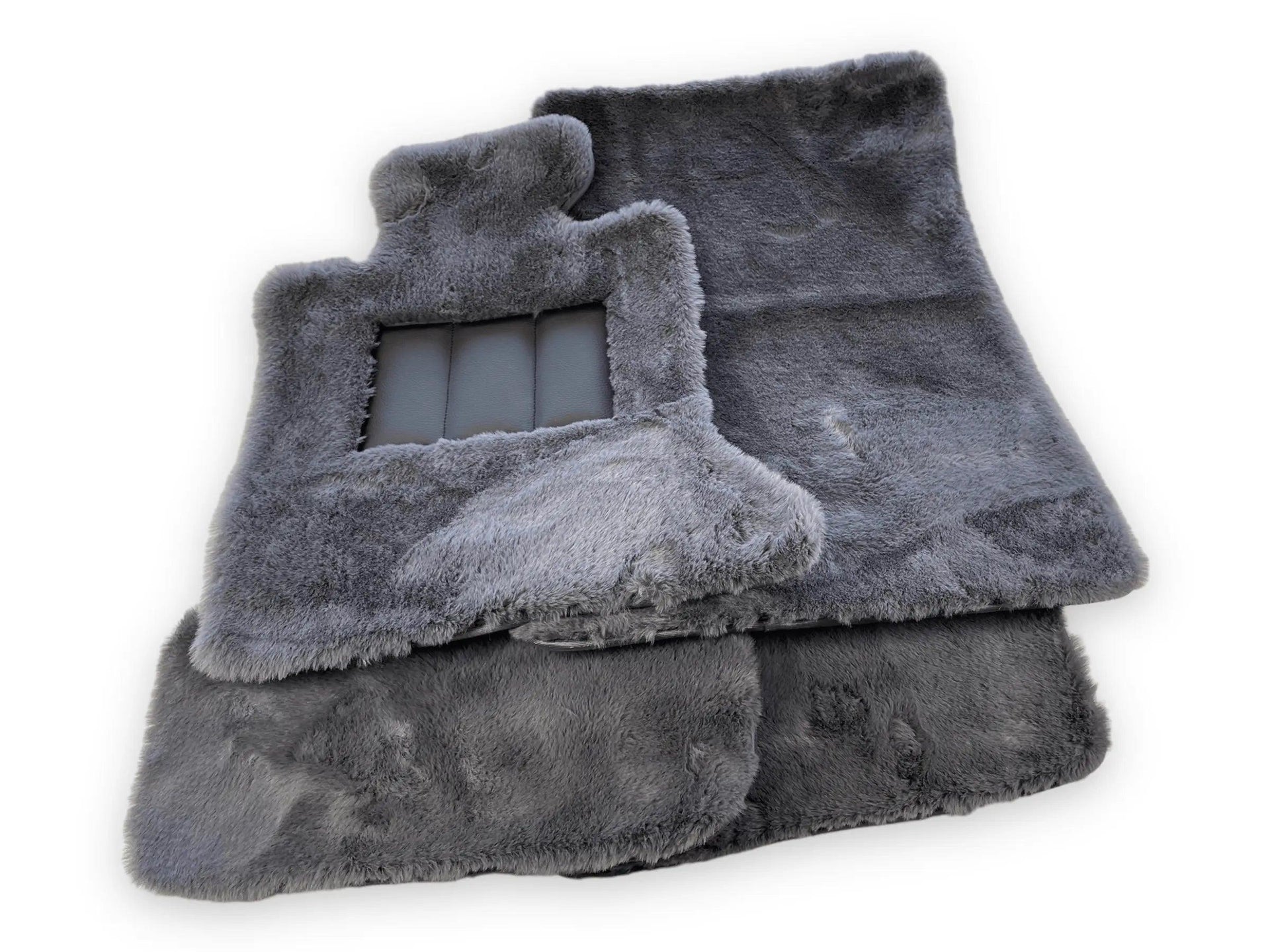 Dark Gray Sheepskin Floor Mats For Bentley Flying Spur (2005-2013) Design Brand - AutoWin