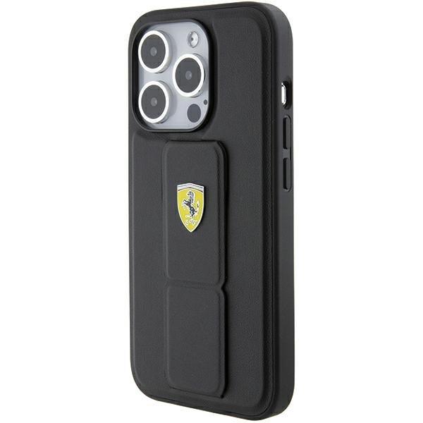 Ferrari Grip Stand Metal Logo Hardcase for iPhone 15 Pro 6.1" - AutoWin