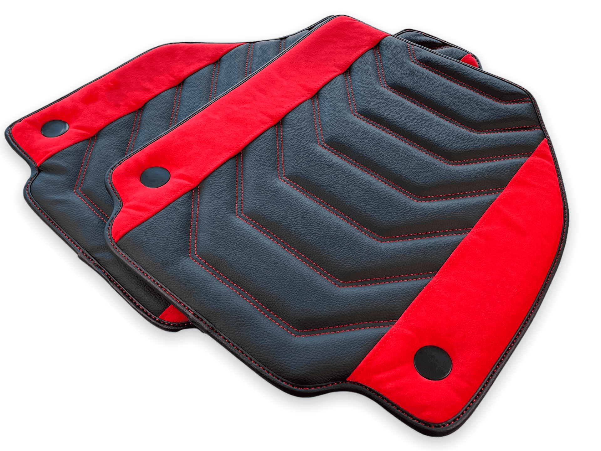 Floor Mats For Ferrari 458 Italia (2009-2015) Leather With Red Alcantara - AutoWin
