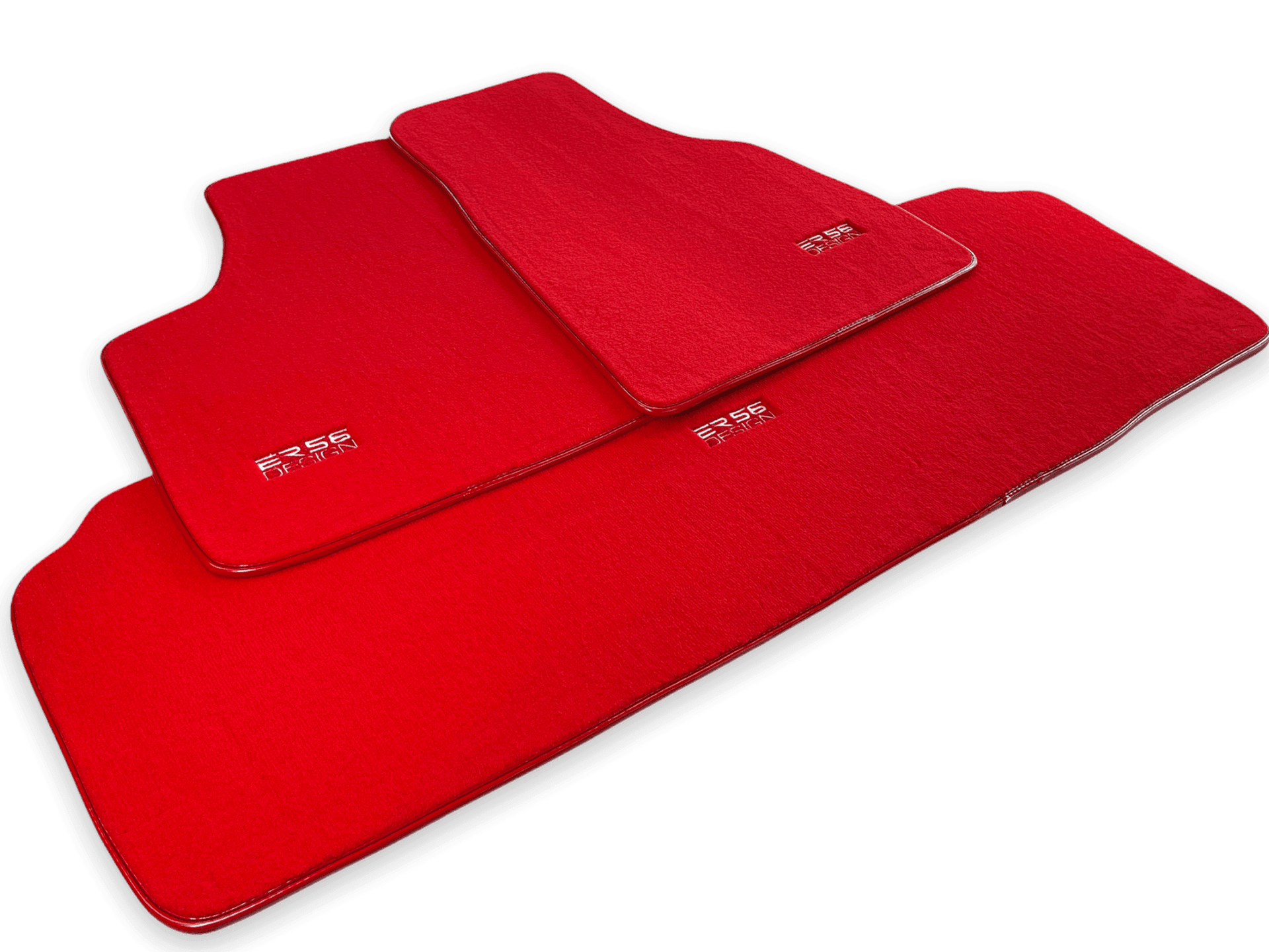 Floor Mats For Tesla Model X (5 Seats) Red Tailored Carpets ER56 Design - AutoWin