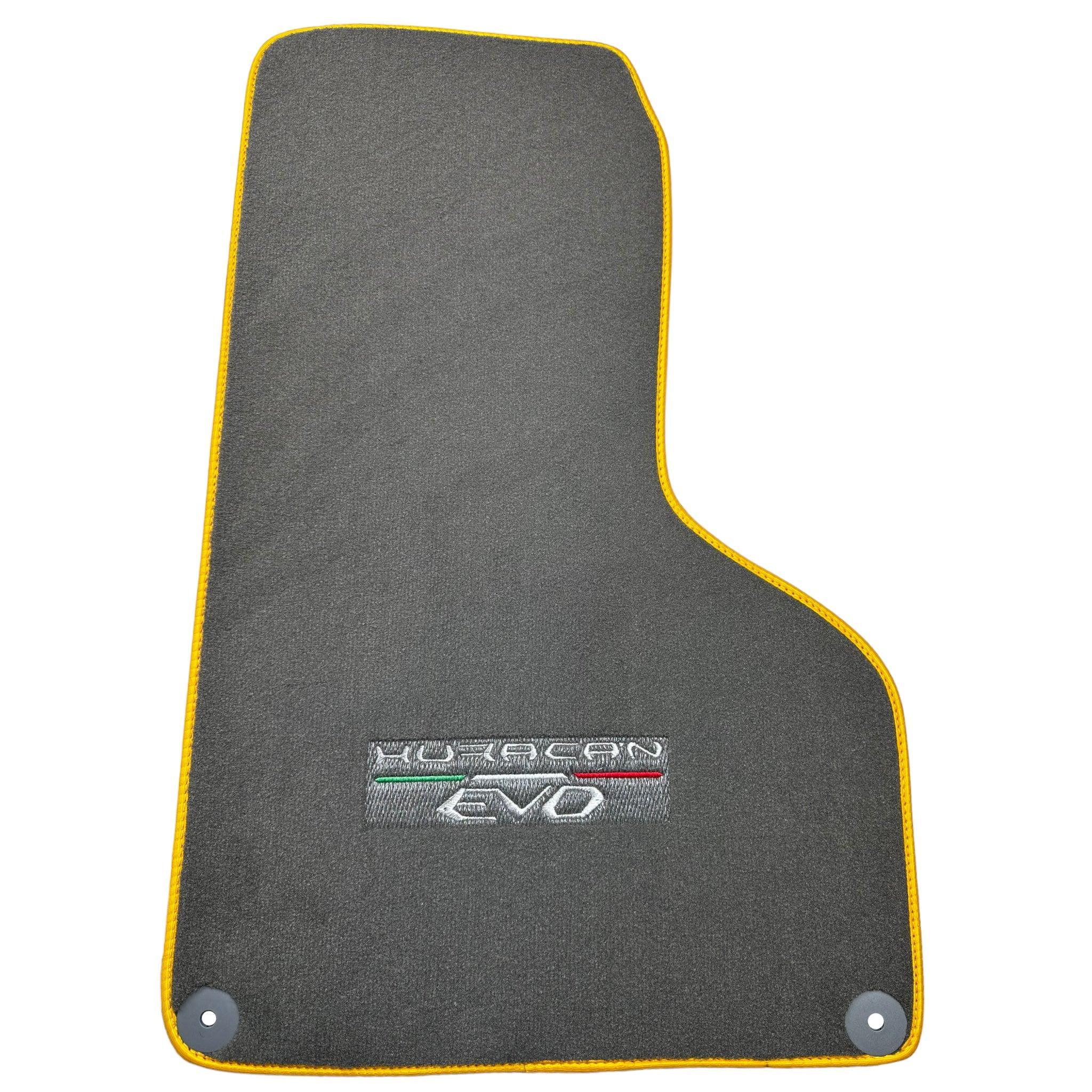 Gray Floor Mats for Lamborghini Huracan EVO (2014-2023) with Yellow Trim - AutoWin