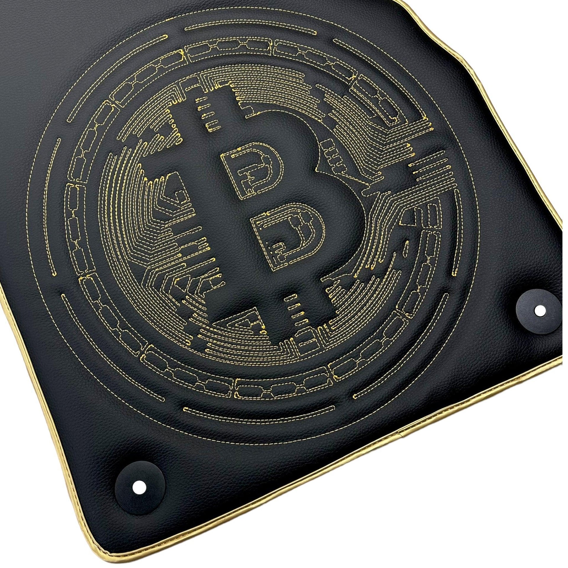 Leather Floor Mats for Lamborghini Aventador with Bitcoin Sewing - AutoWin