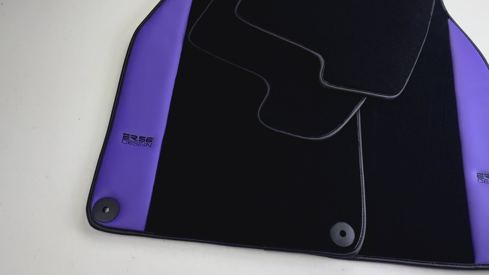 Black Floor Mats for Porsche 996 (1998-2004) with Purple Leather | ER56 Design - AutoWin