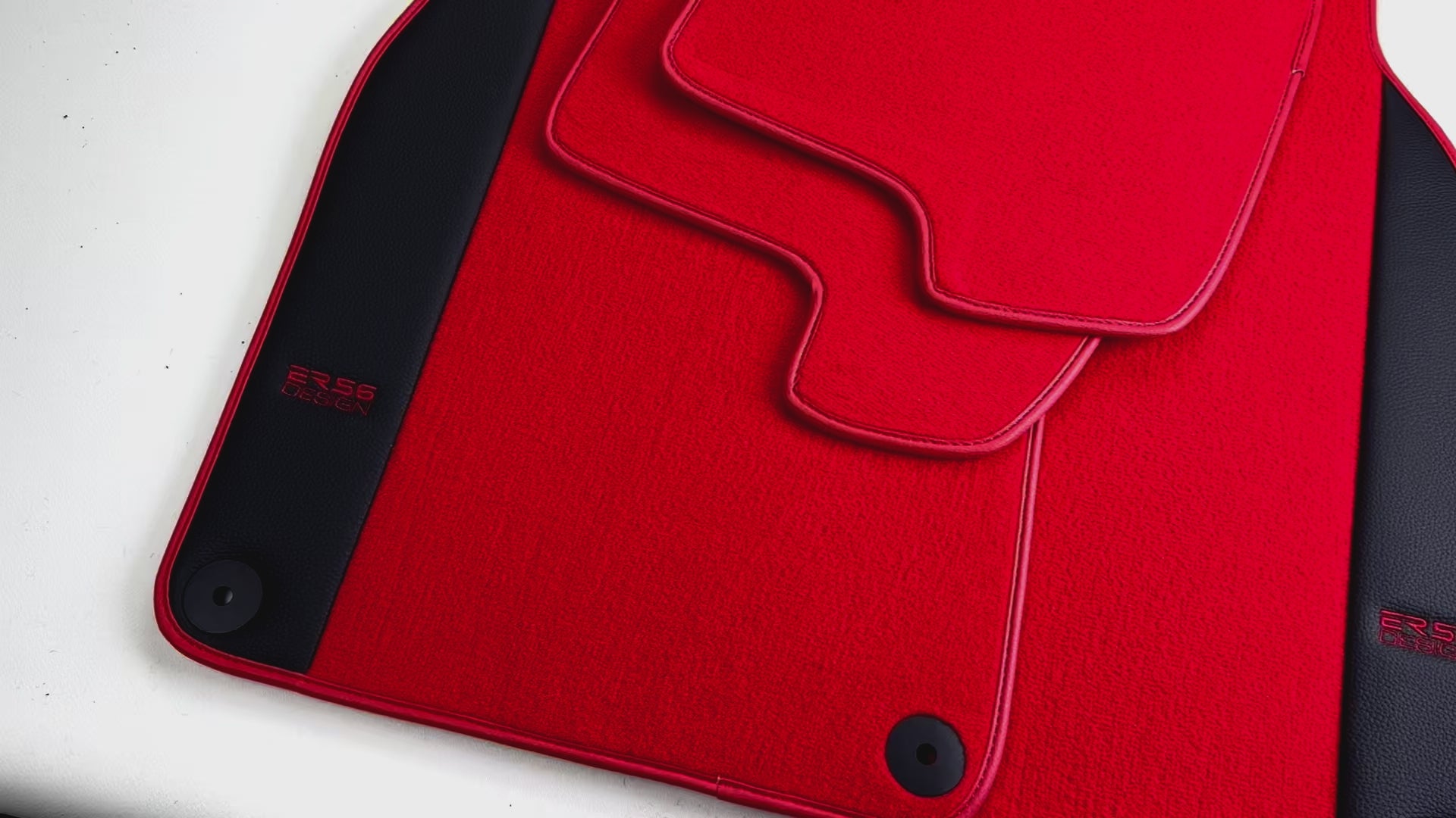 Red Floor Mats for Porsche Cayenne (2003-2010) with Leather - AutoWin