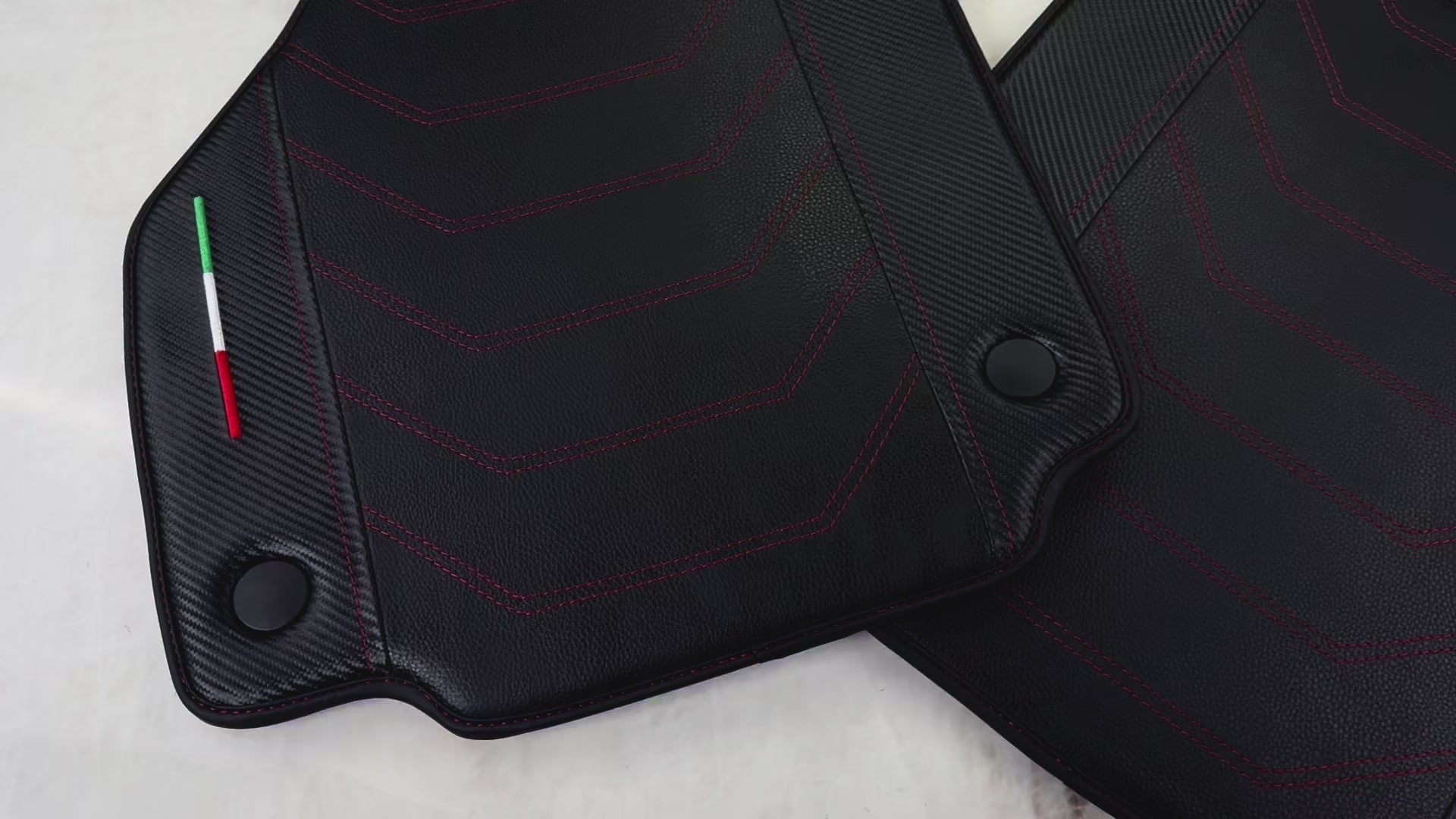Leather Floor Mats For Ferrari 488 GTB (2016-2022) With Carbon Fiber | Italian Edition - AutoWin