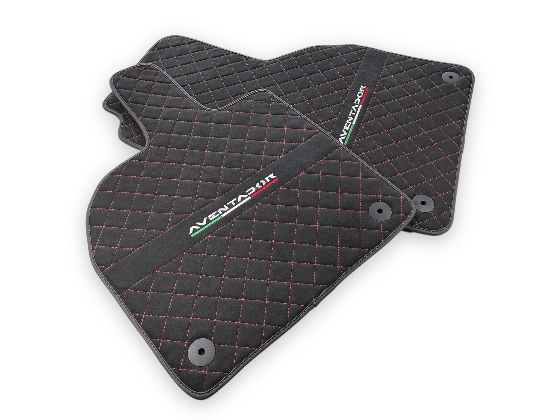 Alcantara Leather Floor Mats For Lamborghini Aventador | Red Stitching - AutoWin