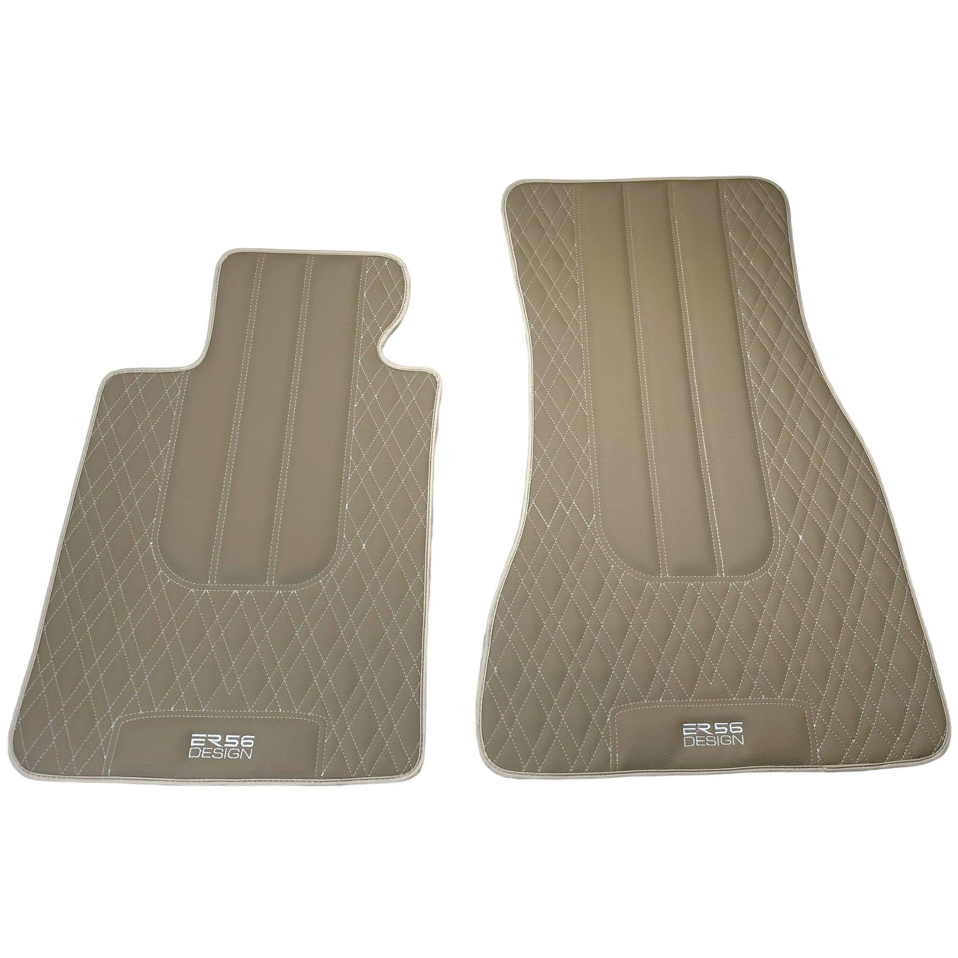 Beige Leather Floor Floor Mats For BMW X5 Series E70 - AutoWin