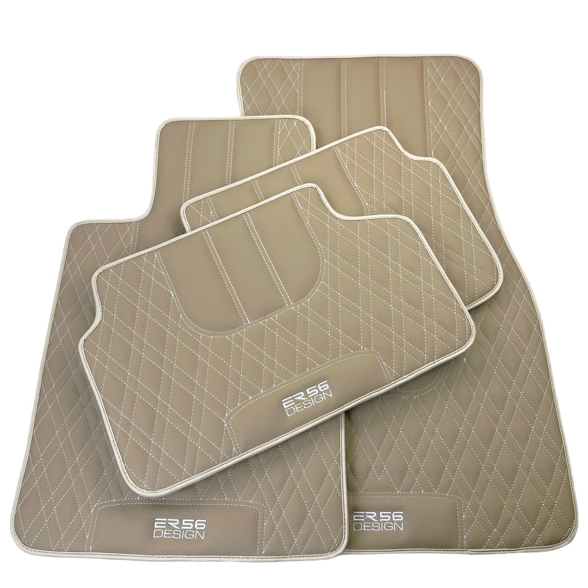 Beige Leather Floor Mats For BMW 1 Series E88 Convertible - AutoWin