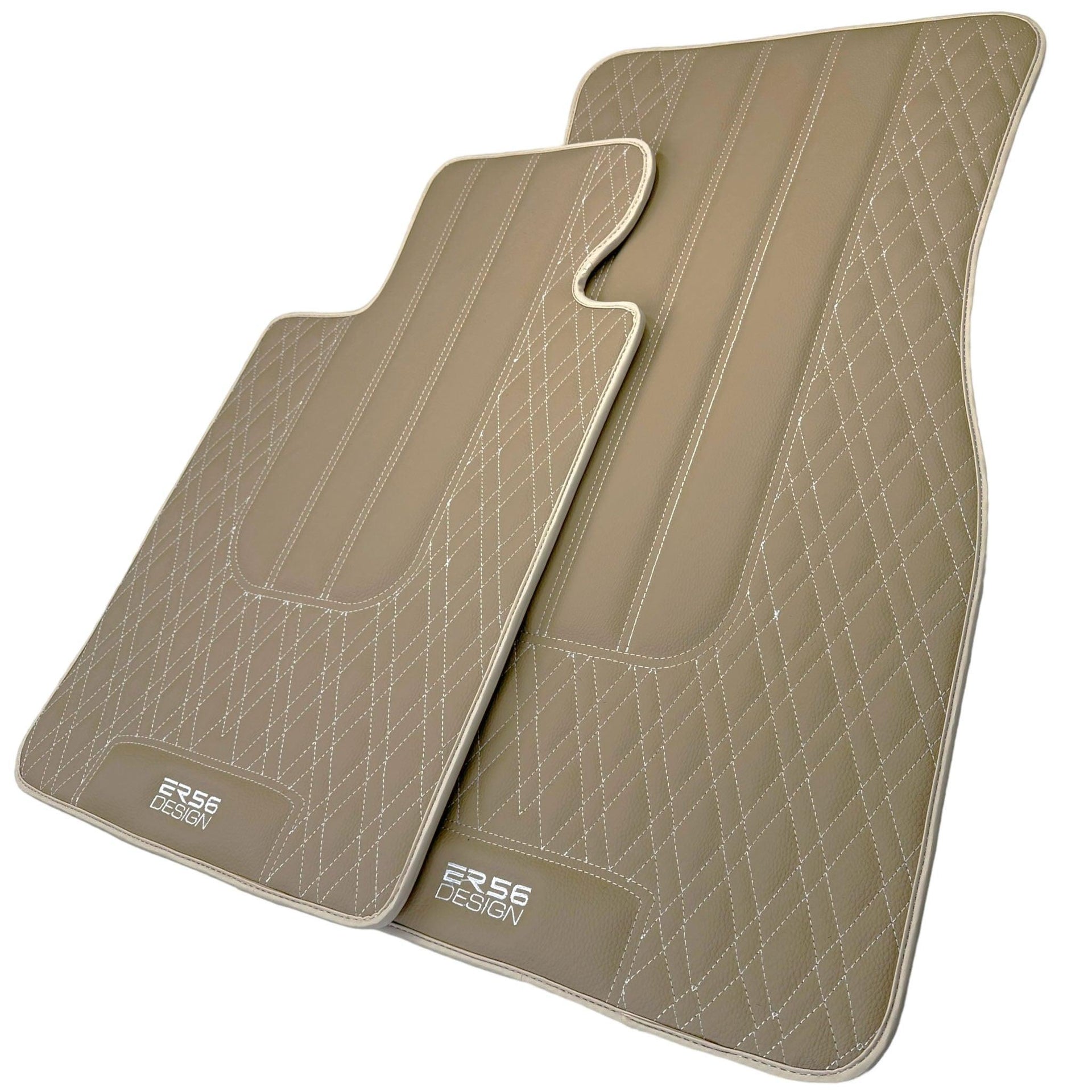 Beige Leather Floor Mats For BMW 3 Series E30 4-doors Sedan - AutoWin