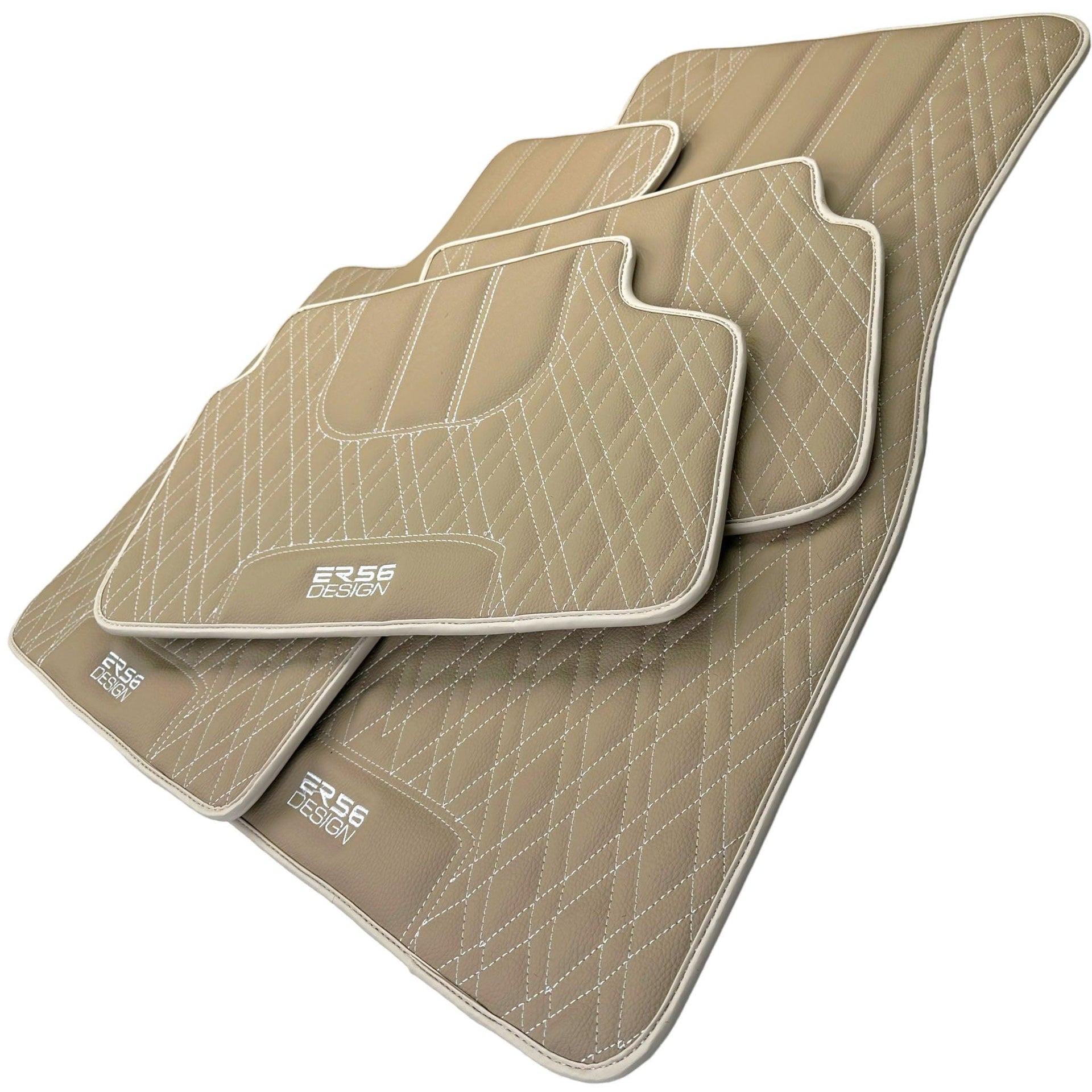 Beige Leather Floor Mats For BMW M3 4-door E90 - AutoWin