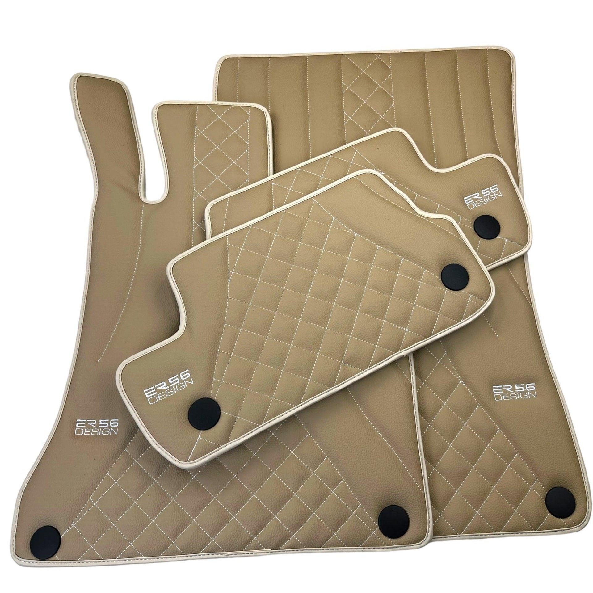 Beige Leather Floor Mats For Mercedes Benz E-Class S124 Estate (1985-1996) | ER56 Design - AutoWin