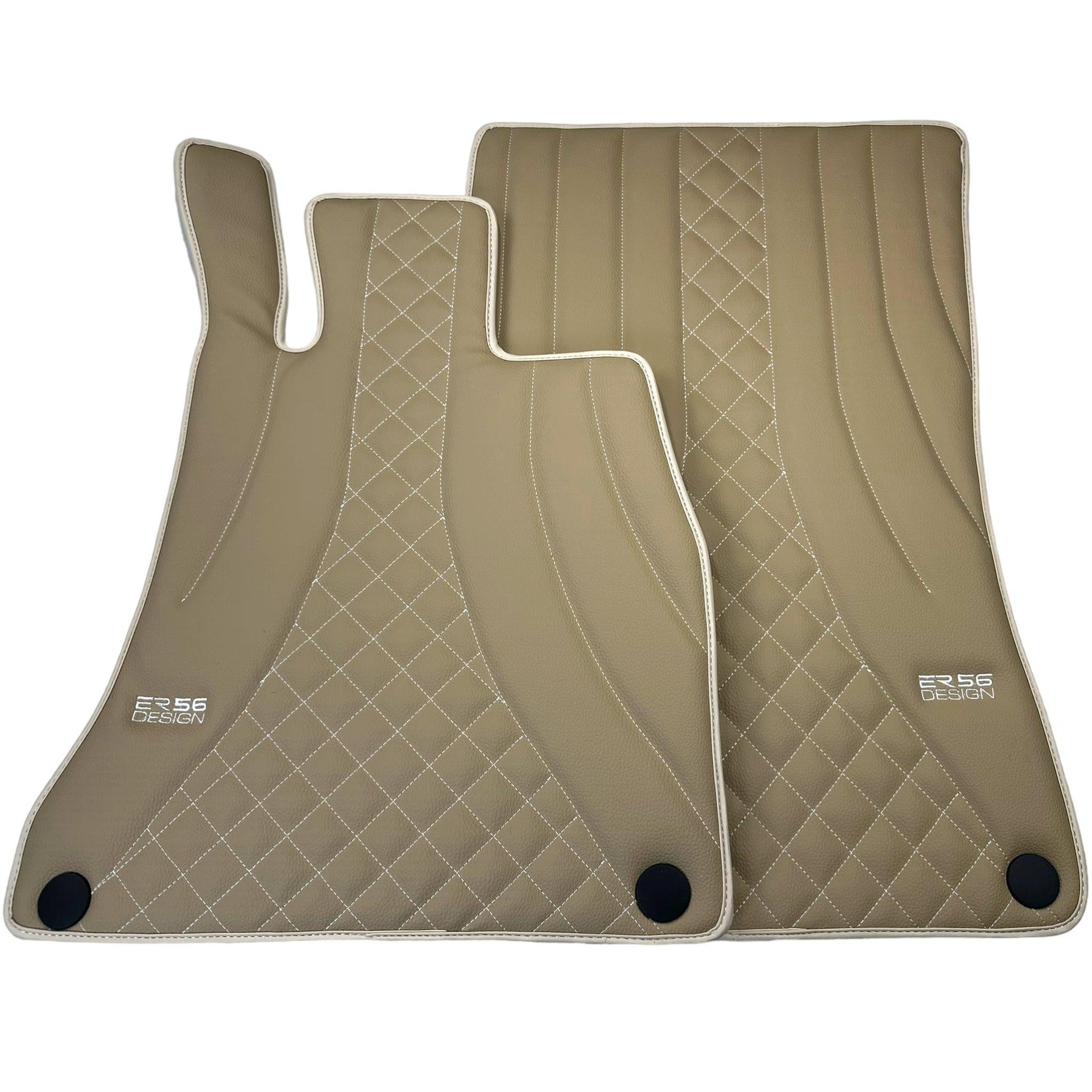 Beige Leather Floor Mats For Mercedes Benz E-Class S124 Estate (1985-1996) | ER56 Design - AutoWin
