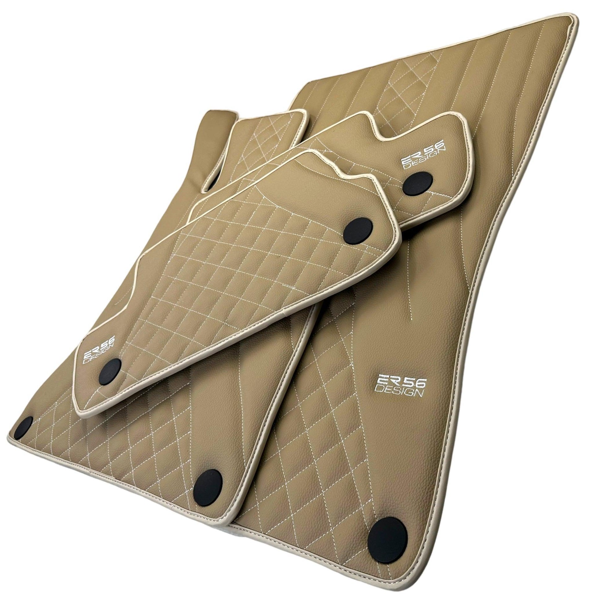 Beige Leather Floor Mats For Mercedes Benz E-Class W210 Sedan 4Matic (1995-2002) | ER56 Design - AutoWin