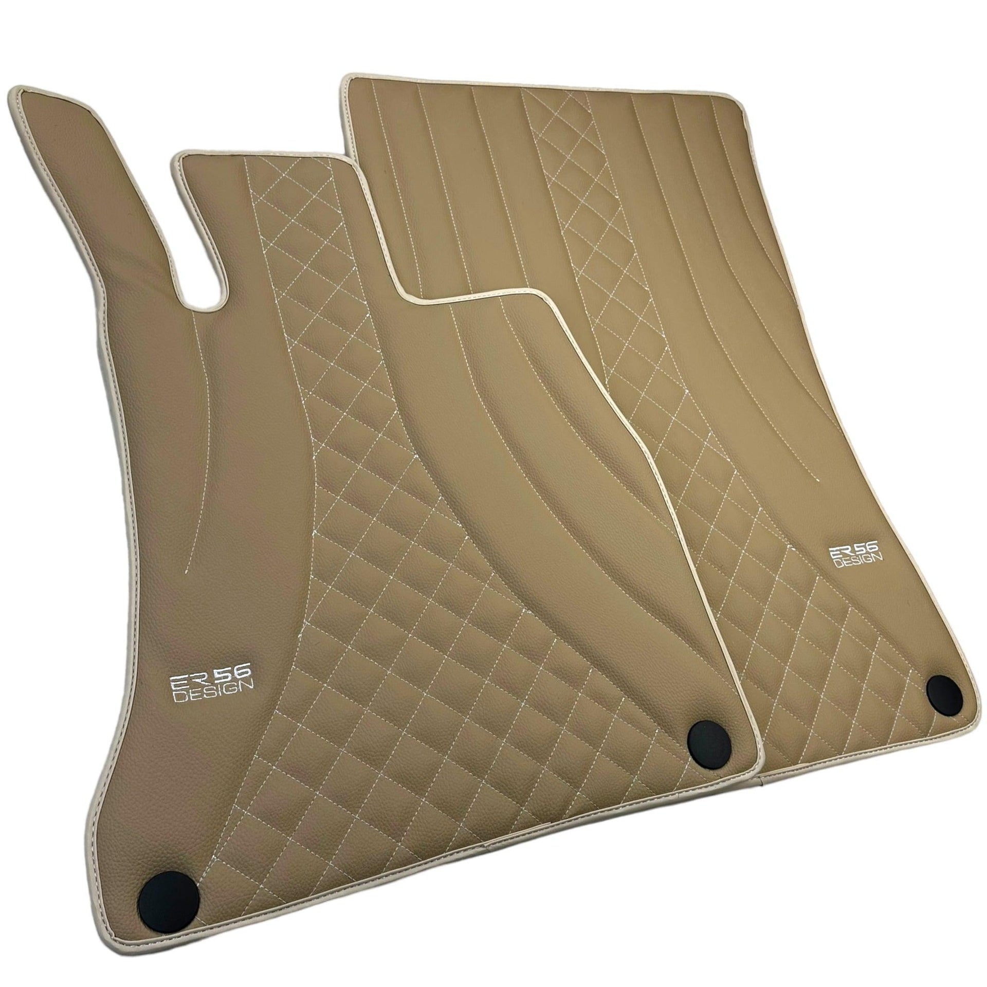 Beige Leather Floor Mats For Mercedes Benz E-Class W211 Sedan (2002-2009) | ER56 Design - AutoWin