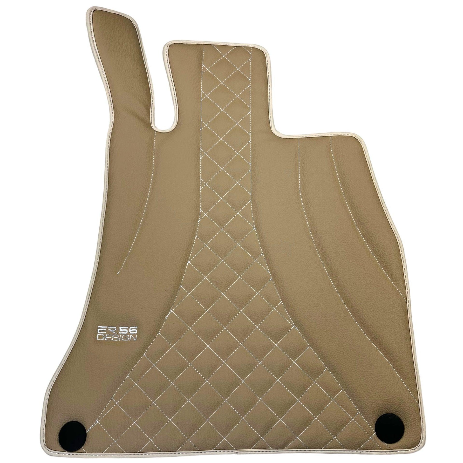 Beige Leather Floor Mats For Mercedes Benz E-Class W211 Sedan 4Matic (2002-2009) | ER56 Design - AutoWin