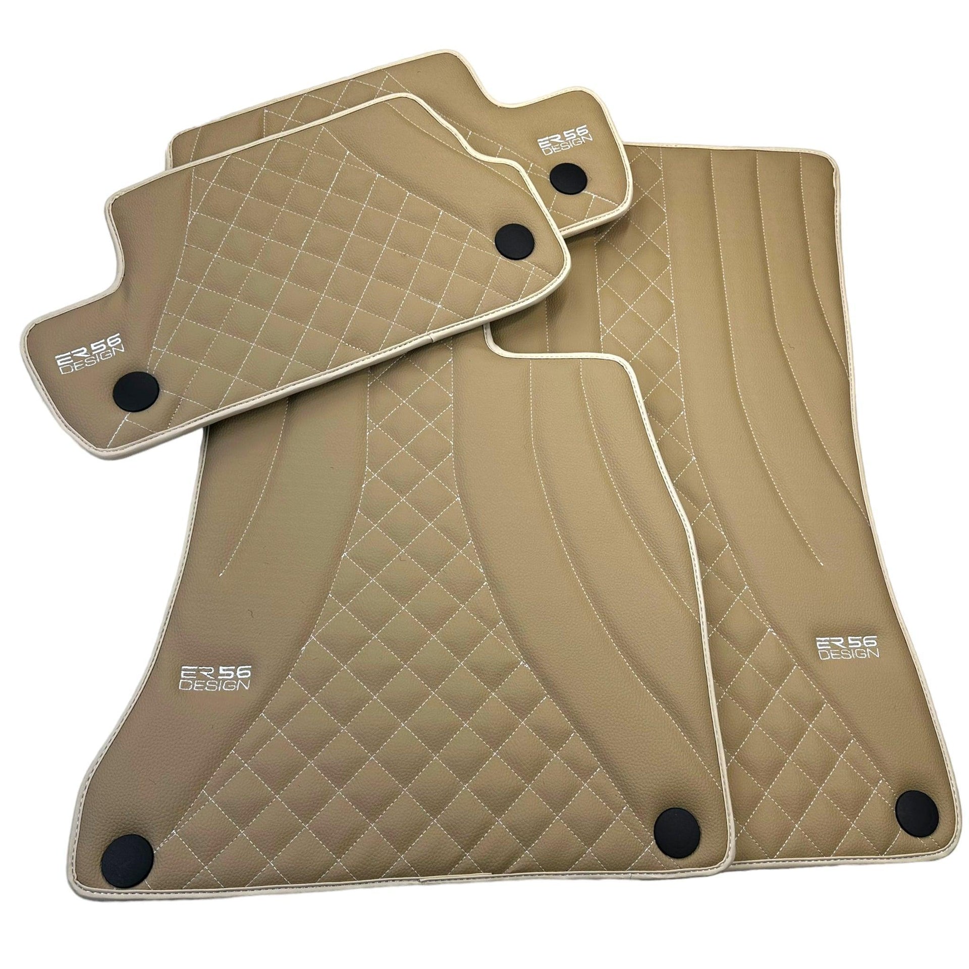 Beige Leather Floor Mats For Mercedes Benz E-Class W214 Sedan (2023-2024) | ER56 Design - AutoWin