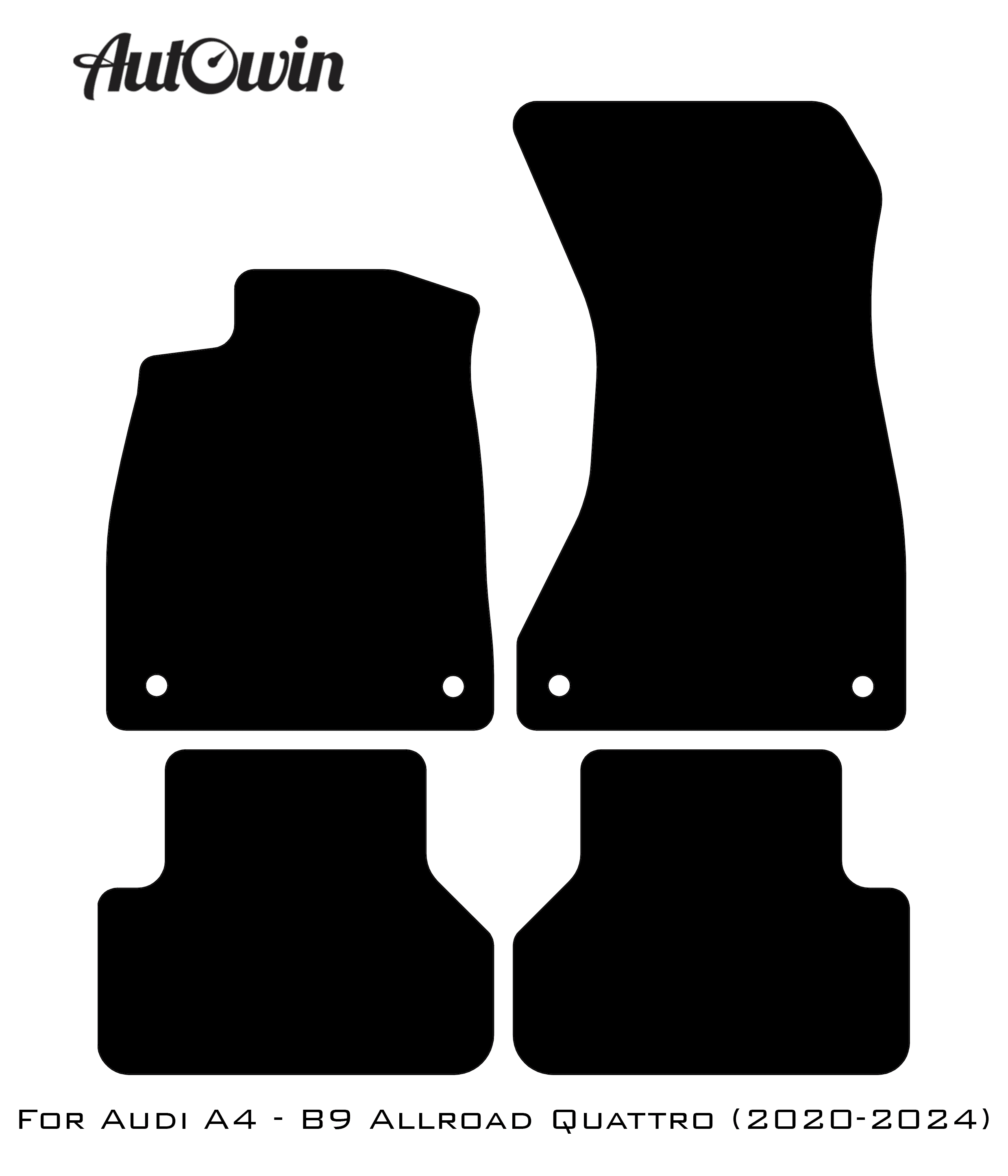 Black Floor Mats for Audi A4 - B9 Allroad Quattro (2020-2024) | Fighter Jet Edition - AutoWin