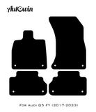 Black Floor Mats for Audi Q5 FY (2017-2023) With Orange Alcantara | ER56 Design - AutoWin