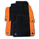 Black Floor Mats for Audi Q7 4M (2015-2019) With Orange Alcantara | ER56 Design - AutoWin
