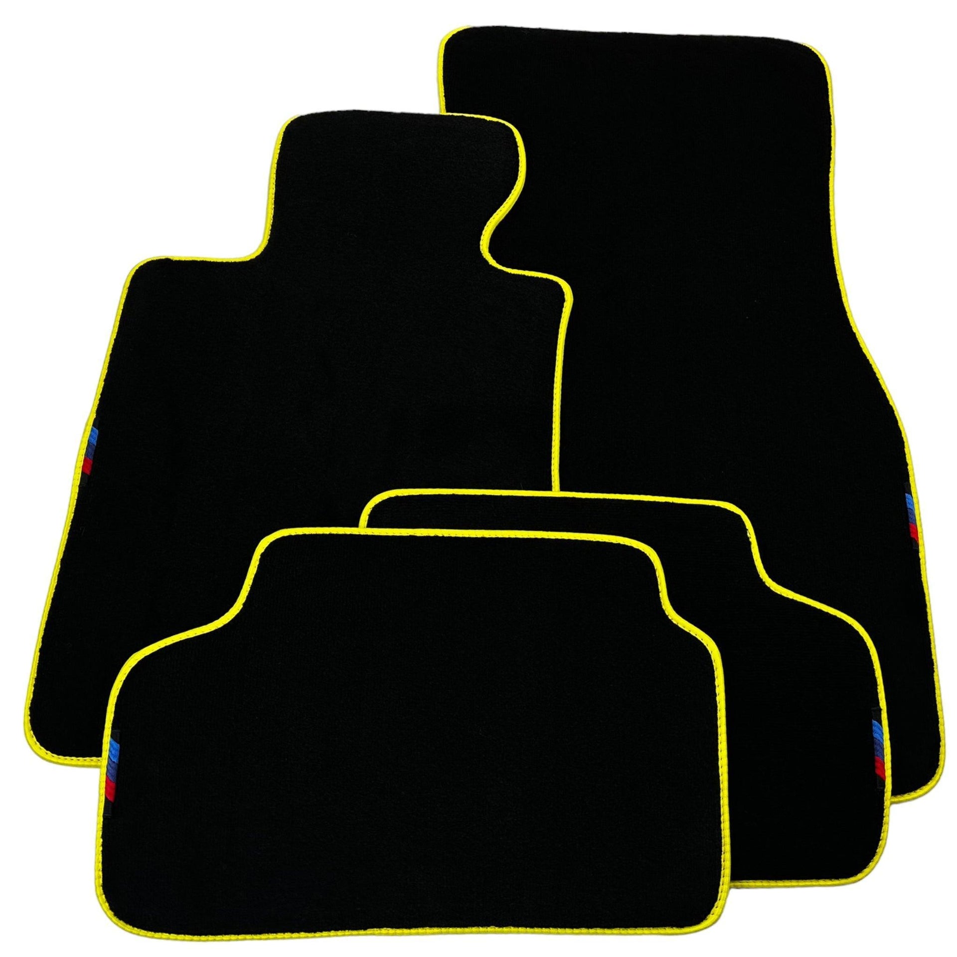 Black Floor Mats For BMW 5 Series F07 Gt | Yellow Trim - AutoWin