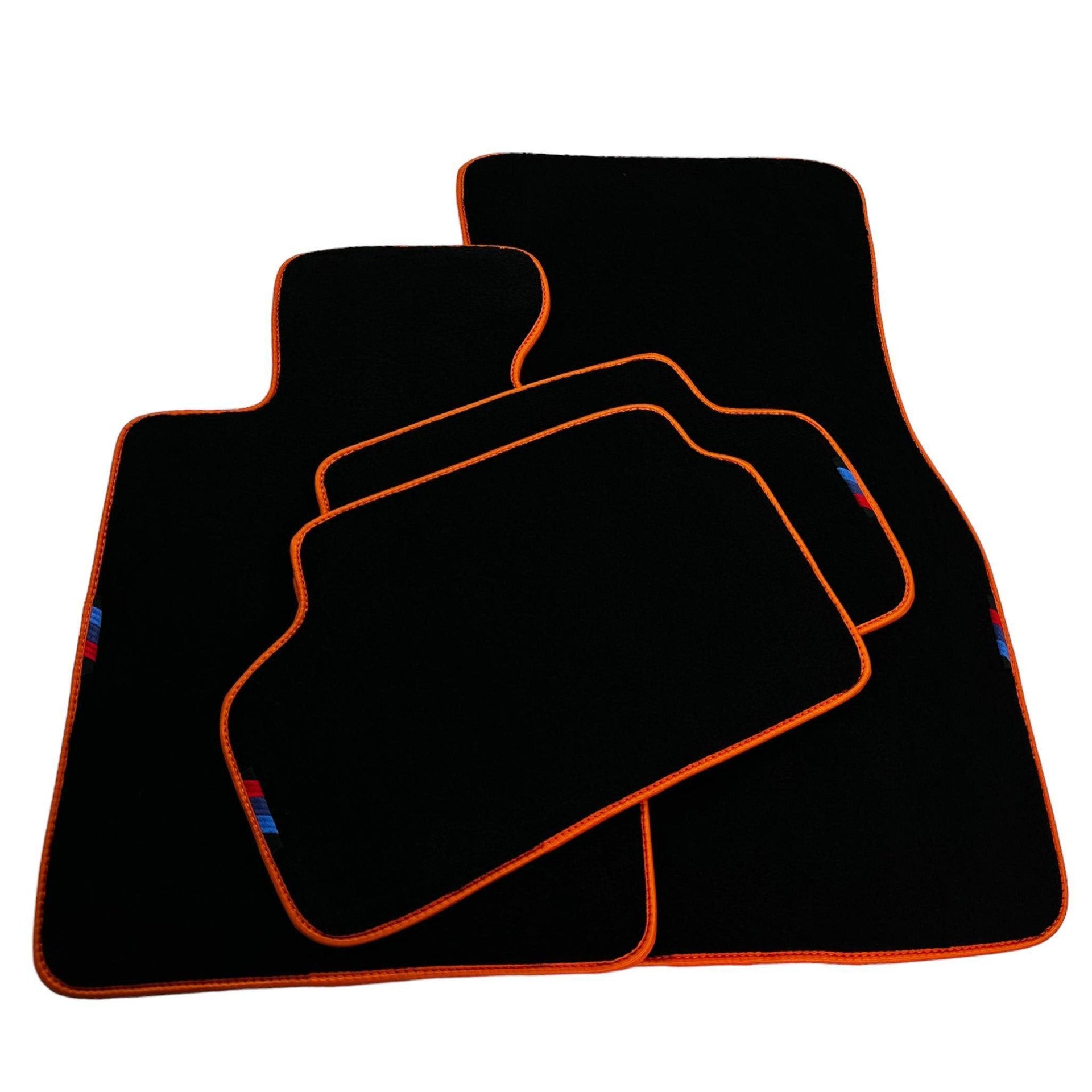 Black Floor Mats For BMW 5 Series F11 | Orange Trim - AutoWin