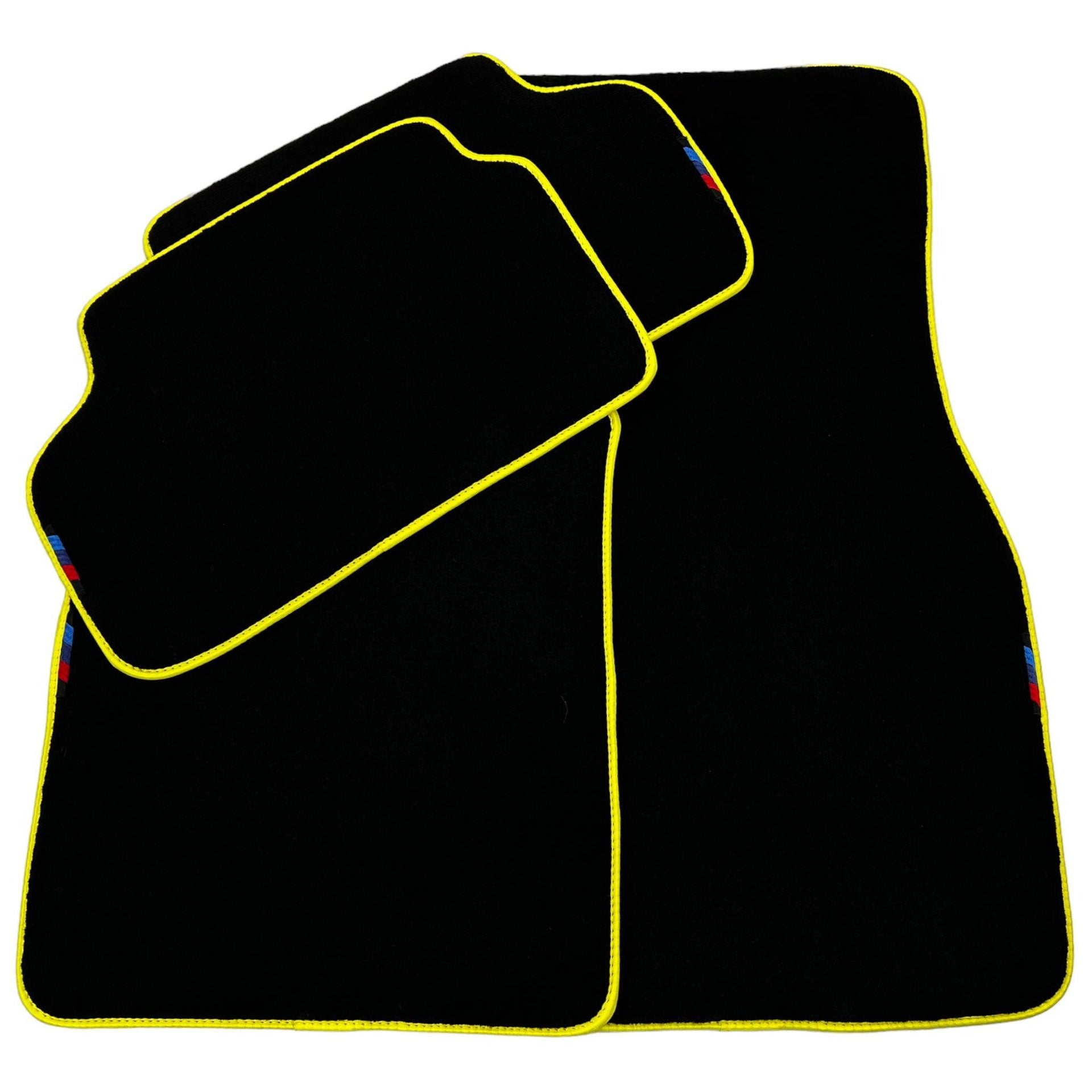 Black Floor Mats For BMW 5 Series F11 | Yellow Trim - AutoWin