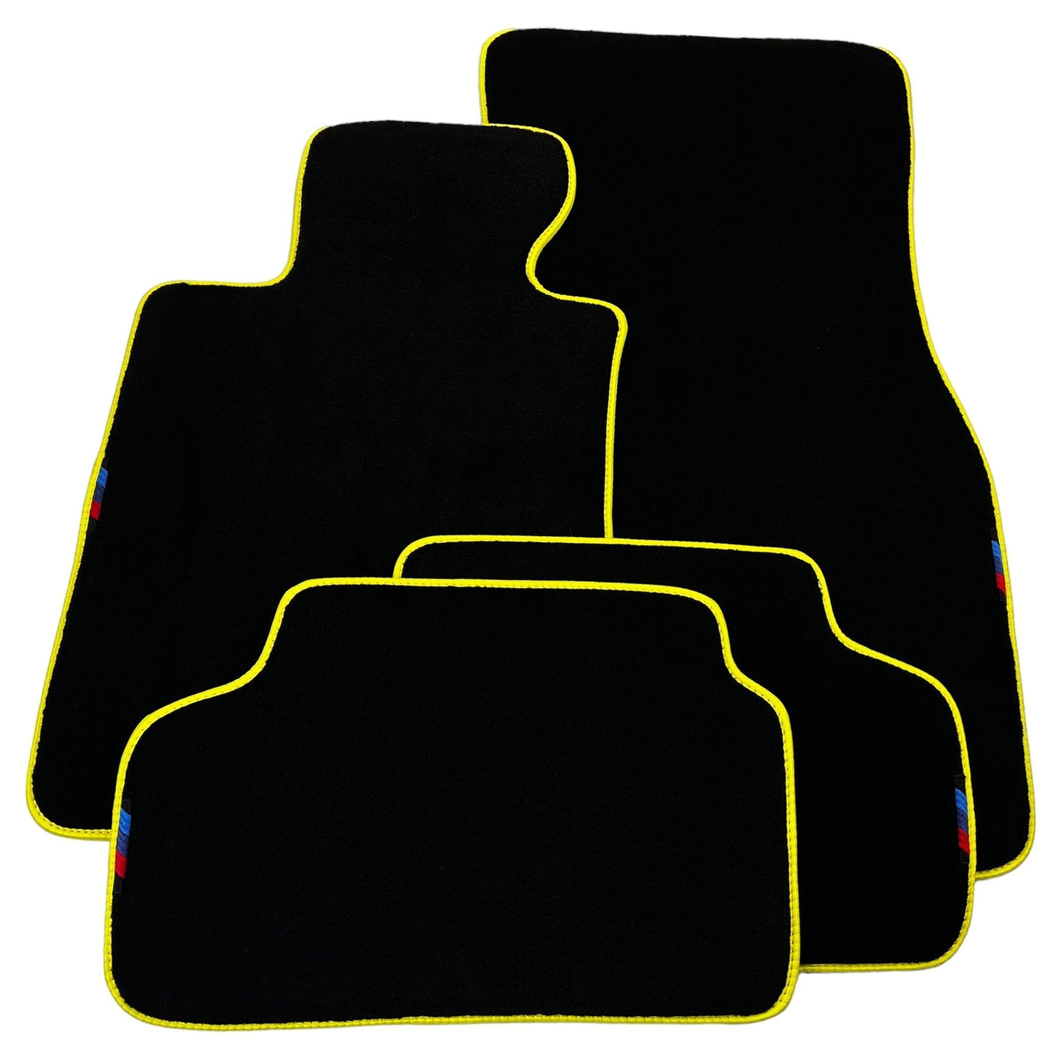 Black Floor Mats For BMW 7 Series F02 | Yellow Trim AutoWin Brand - AutoWin