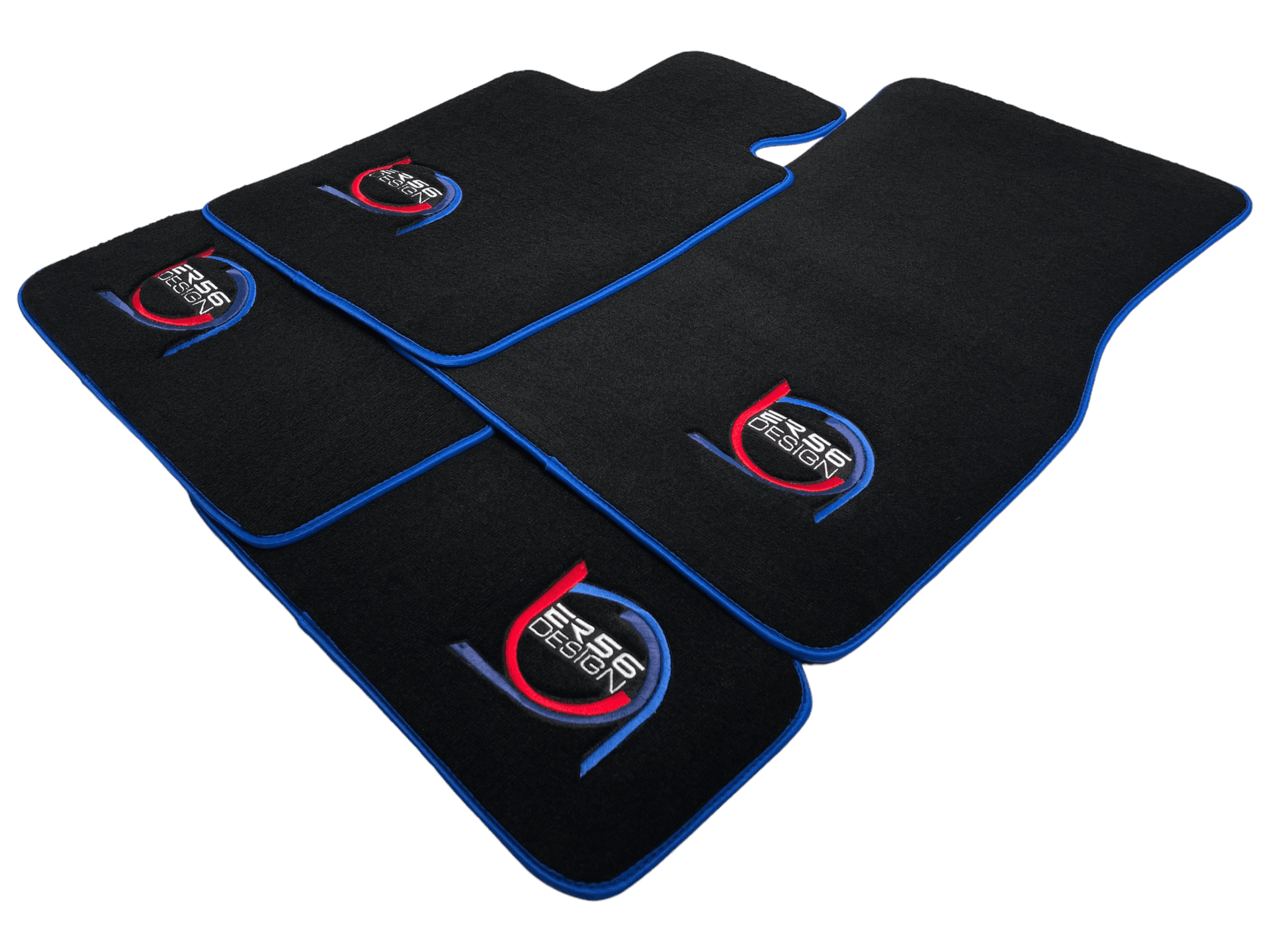 Black Floor Mats For BMW M6 E64 Convertible ER56 Design Limited Edition Blue Trim - AutoWin