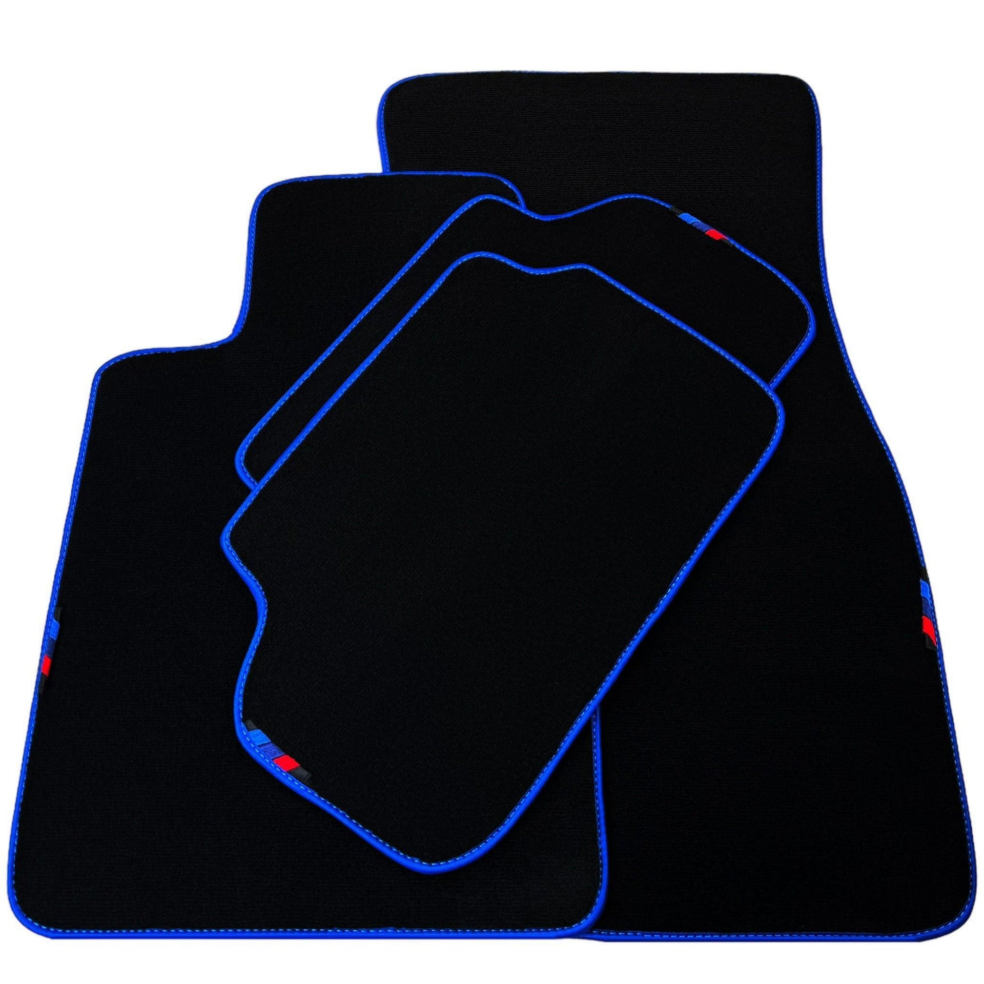 Black Floor Mats For BMW X1 Series E84 | Blue Trim - AutoWin