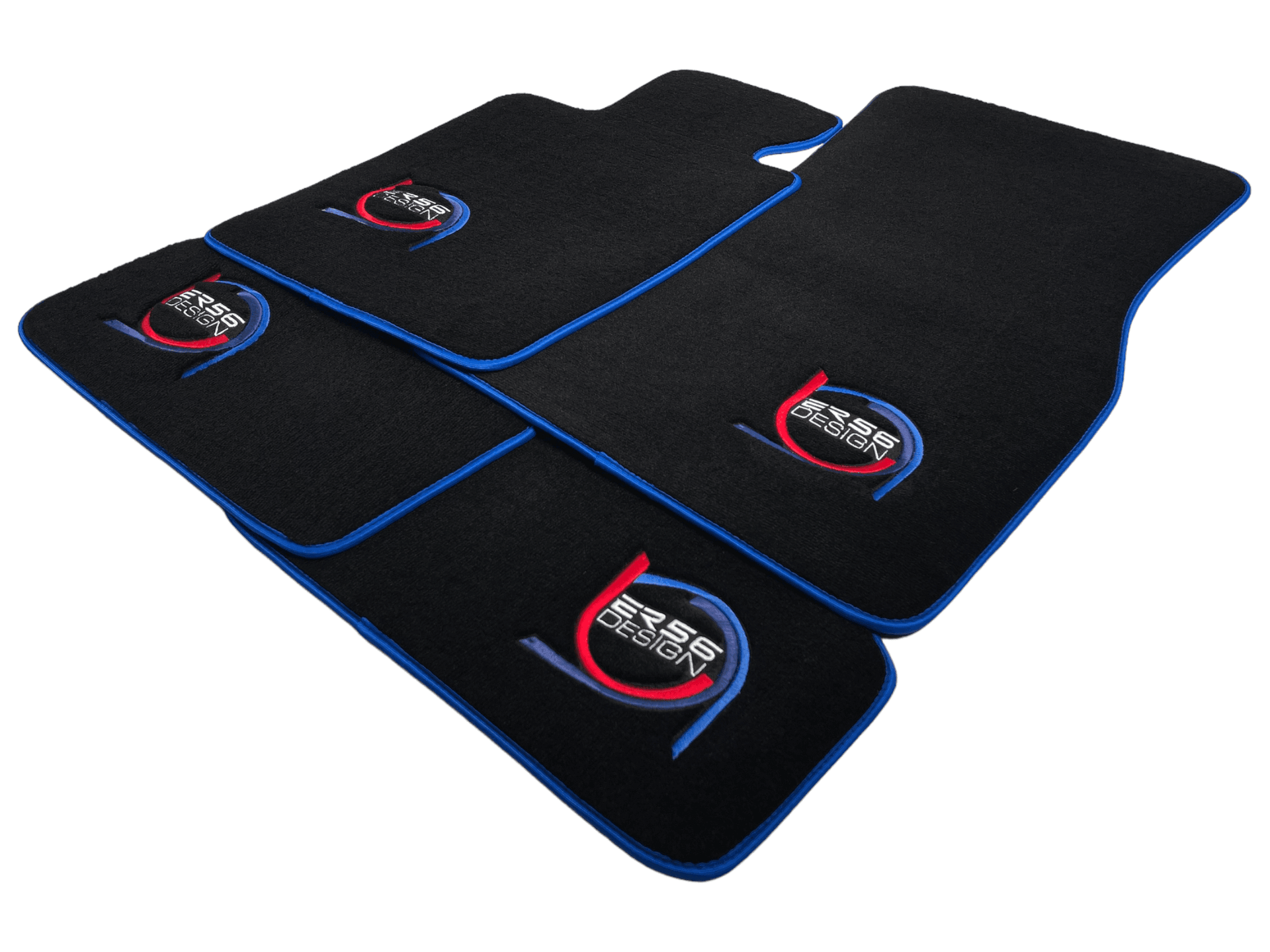 Black Floor Mats For BMW X5M F85 SUV ER56 Design Limited Edition Blue Trim - AutoWin