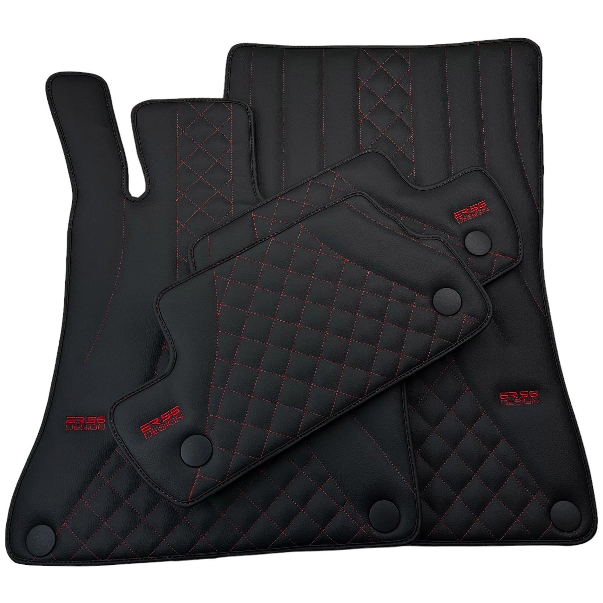 Black Leather Floor Mats For Mercedes Benz E-Class W211 Sedan 4Matic (2002-2009) | ER56 Design - AutoWin