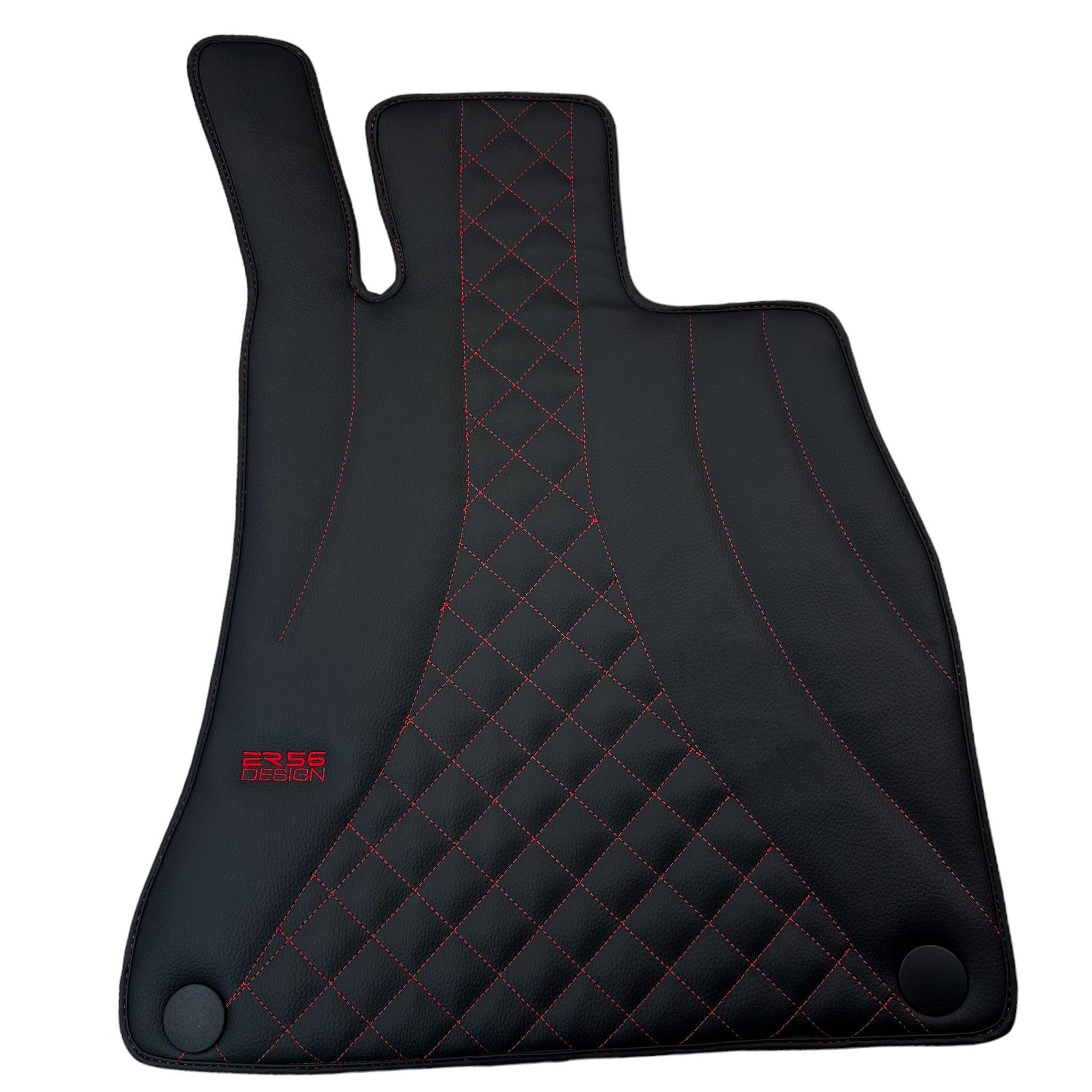Black Leather Floor Mats For Mercedes Benz E-Class W211 Sedan 4Matic (2002-2009) | ER56 Design - AutoWin