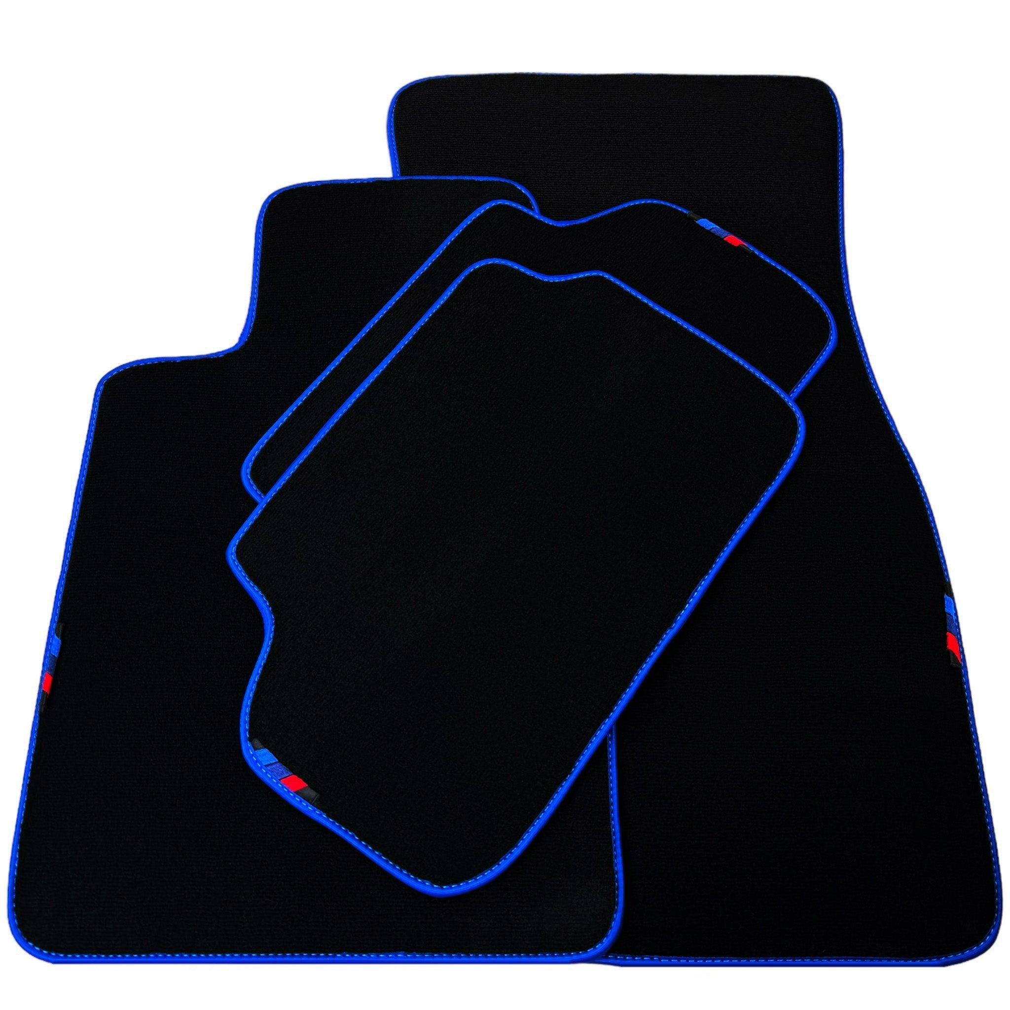 Black Mats For BMW 6 Series E24 Coupe | Blue Trim - AutoWin