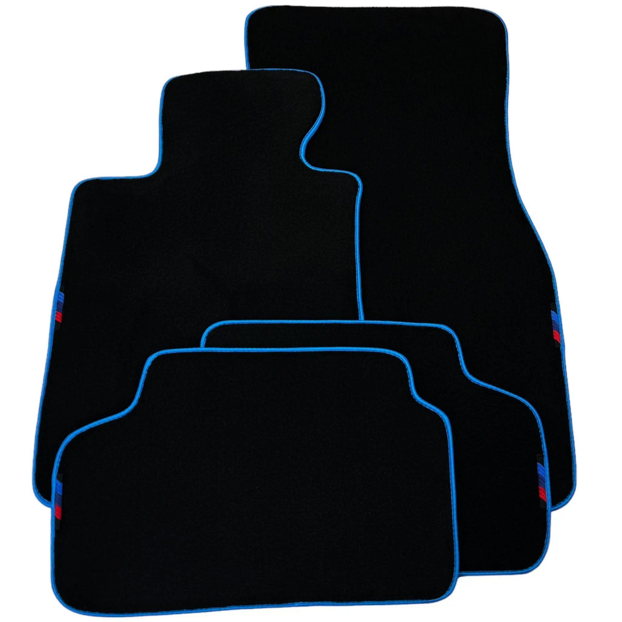 Black Mats For BMW 6 Series E24 Coupe | Sky Blue Trim - AutoWin
