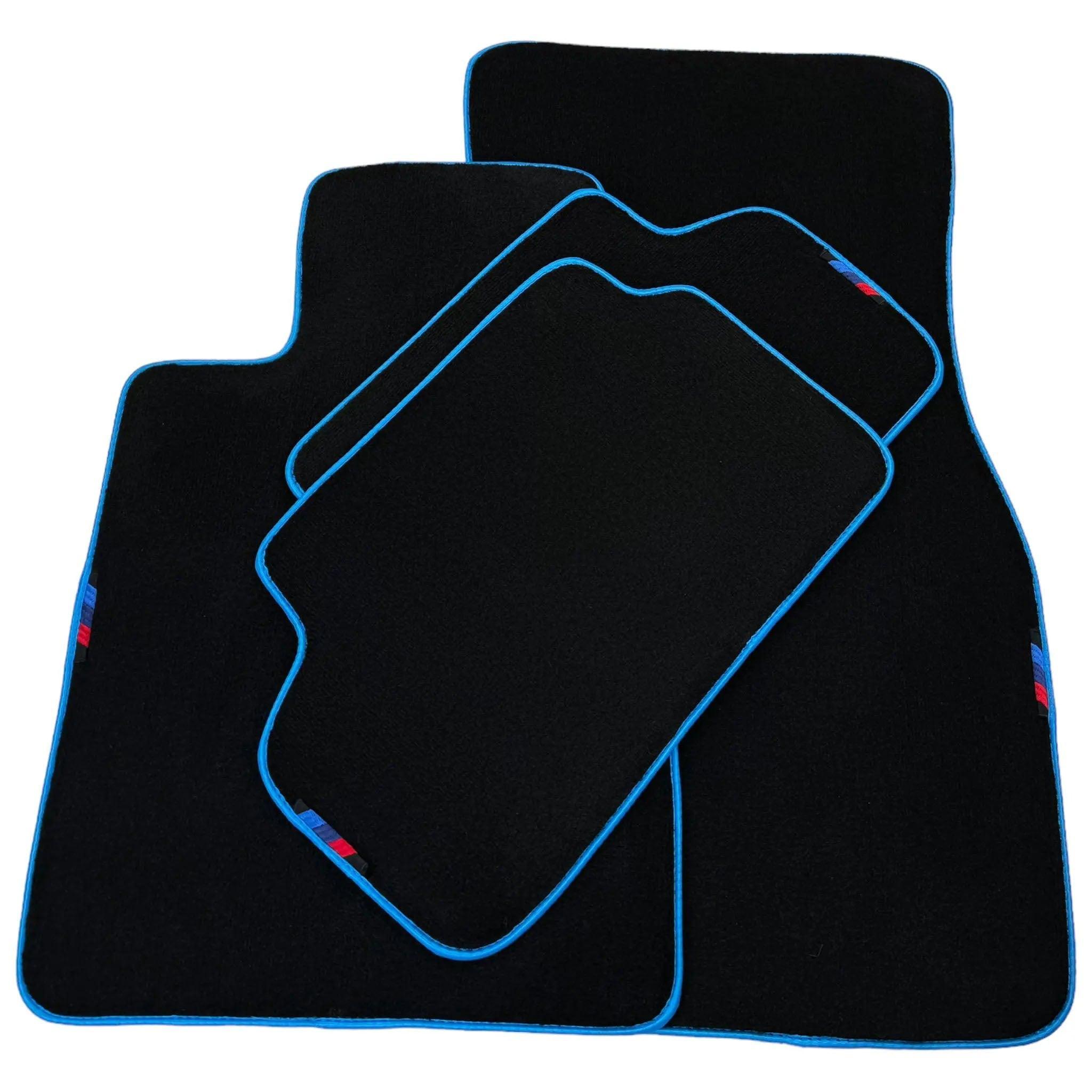 Black Mats For BMW 6 Series E64 Convertible | Sky Blue Trim - AutoWin