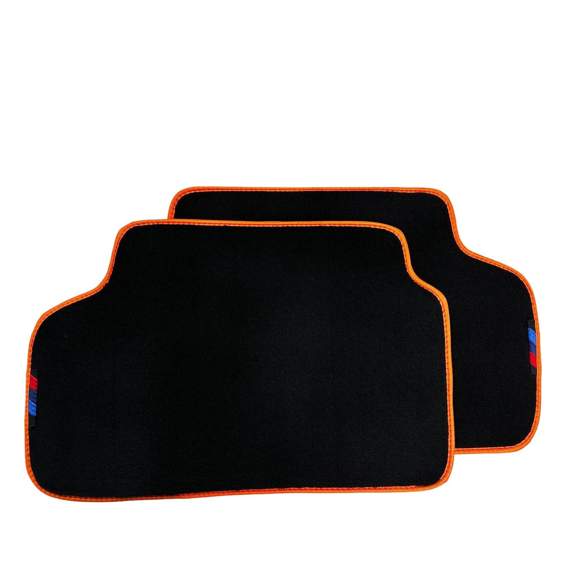 Black Mats For BMW 7 Series E32 | Orange Trim - AutoWin