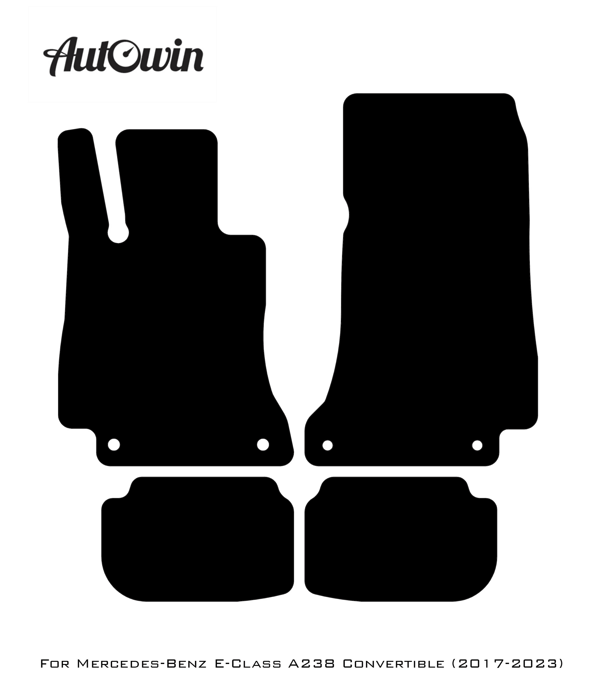 Black Sheepskin Floor Mats For Mercedes Benz E-Class A238 Convertible (2017-2023) | ER56 Design - AutoWin
