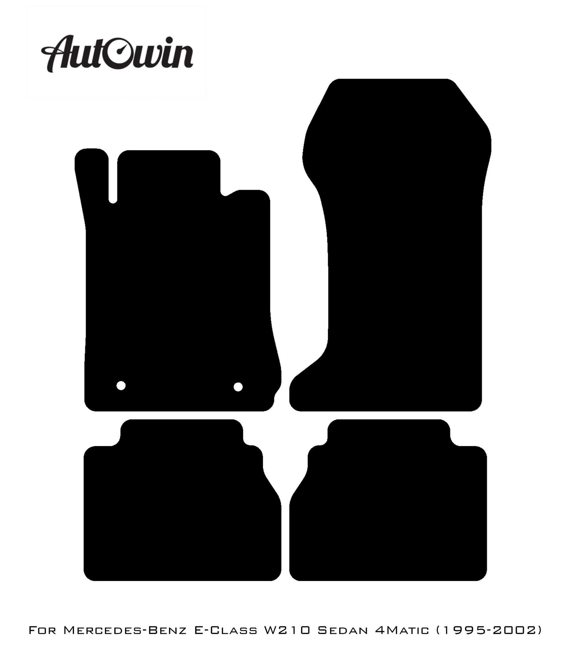 Black Sheepskin Floor Mats For Mercedes Benz E-Class W210 Sedan 4Matic (1995-2002) | ER56 Design - AutoWin