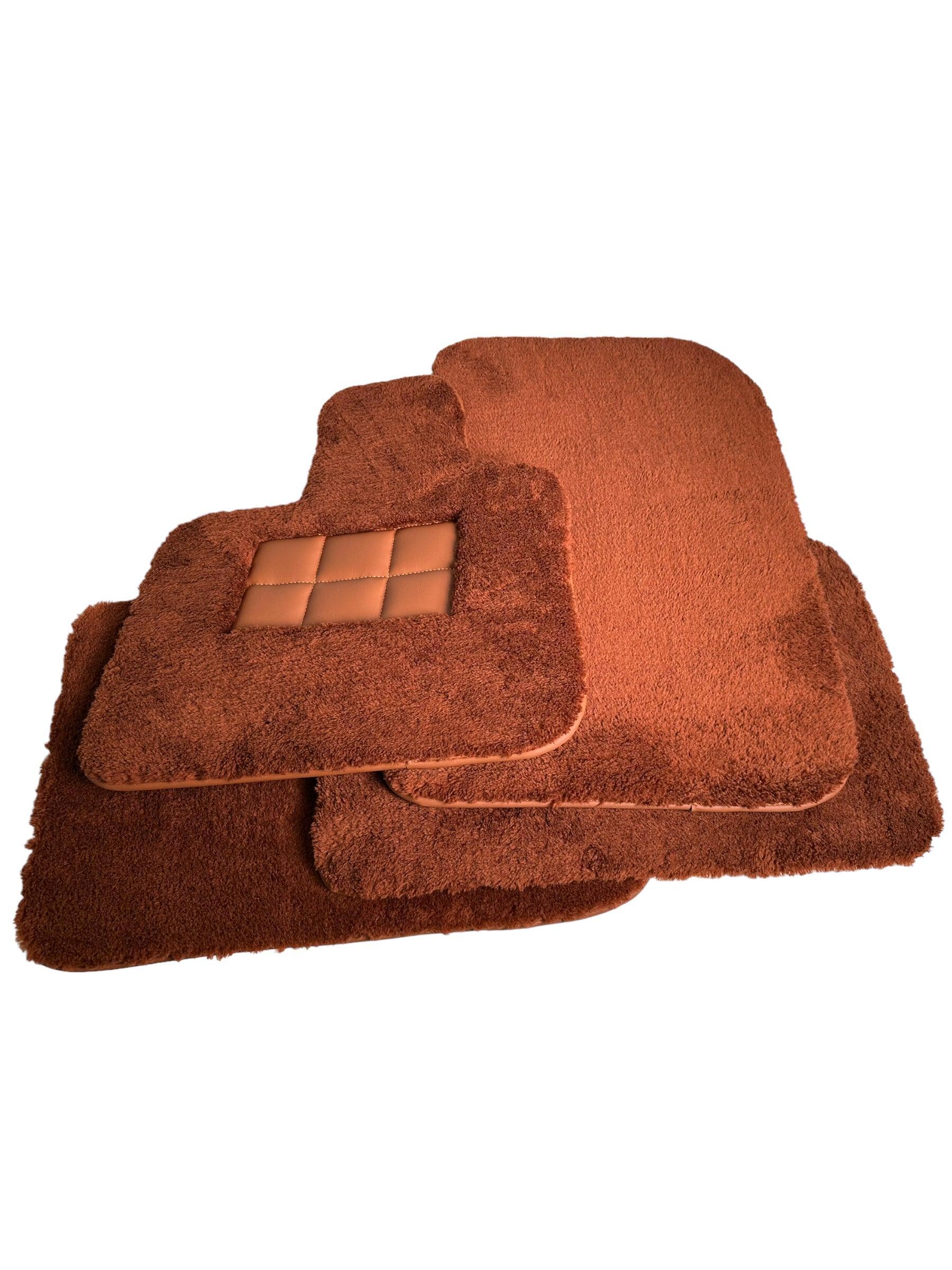 Brown Sheepskin Floor Mats For Rolls Royce Wraith 2013-2023 Er56 Design - AutoWin