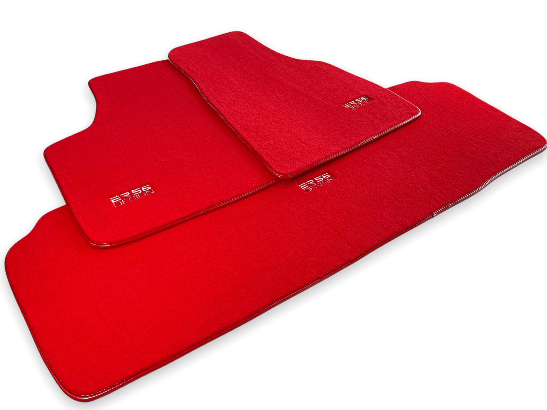 Floor Mats For Tesla Model X (6 Seats) Red Tailored Carpets ER56 Design - AutoWin