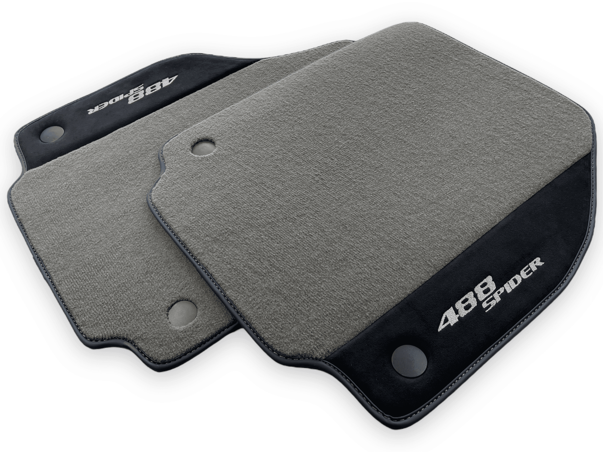Gray Floor Mats For Ferrari 488 Spider 2015-2022 Alcantara Leather - AutoWin