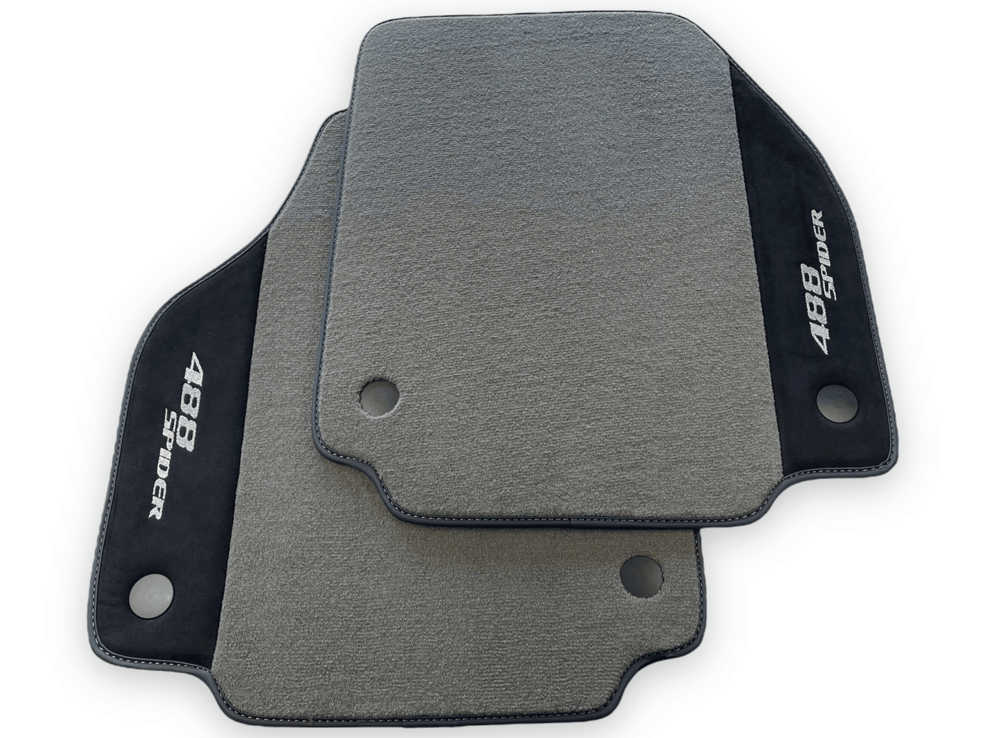 Gray Floor Mats For Ferrari 488 Spider 2015-2022 Alcantara Leather - AutoWin