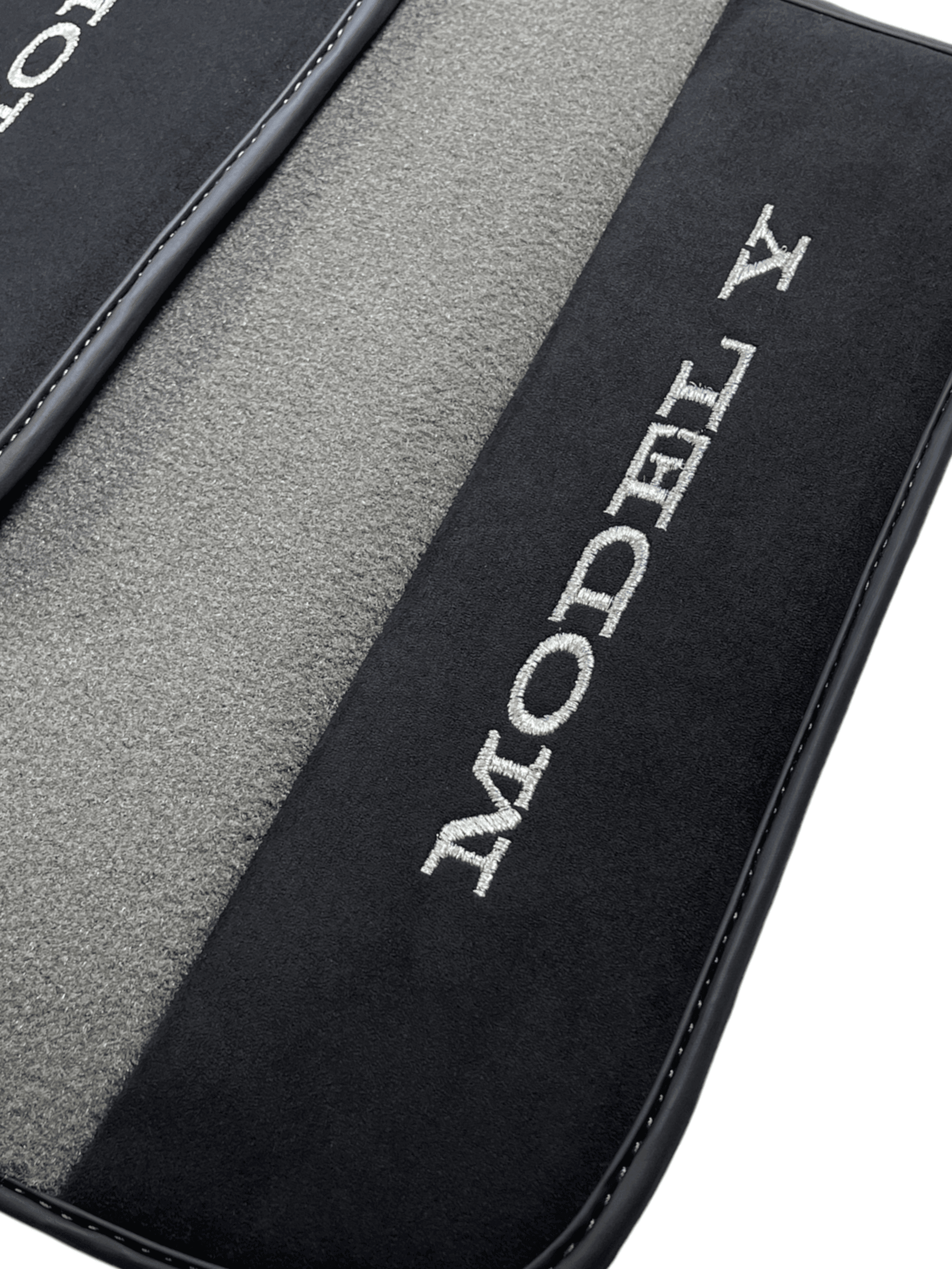 Gray Floor Mats For Tesla Model Y With Alcantara Leather - AutoWin